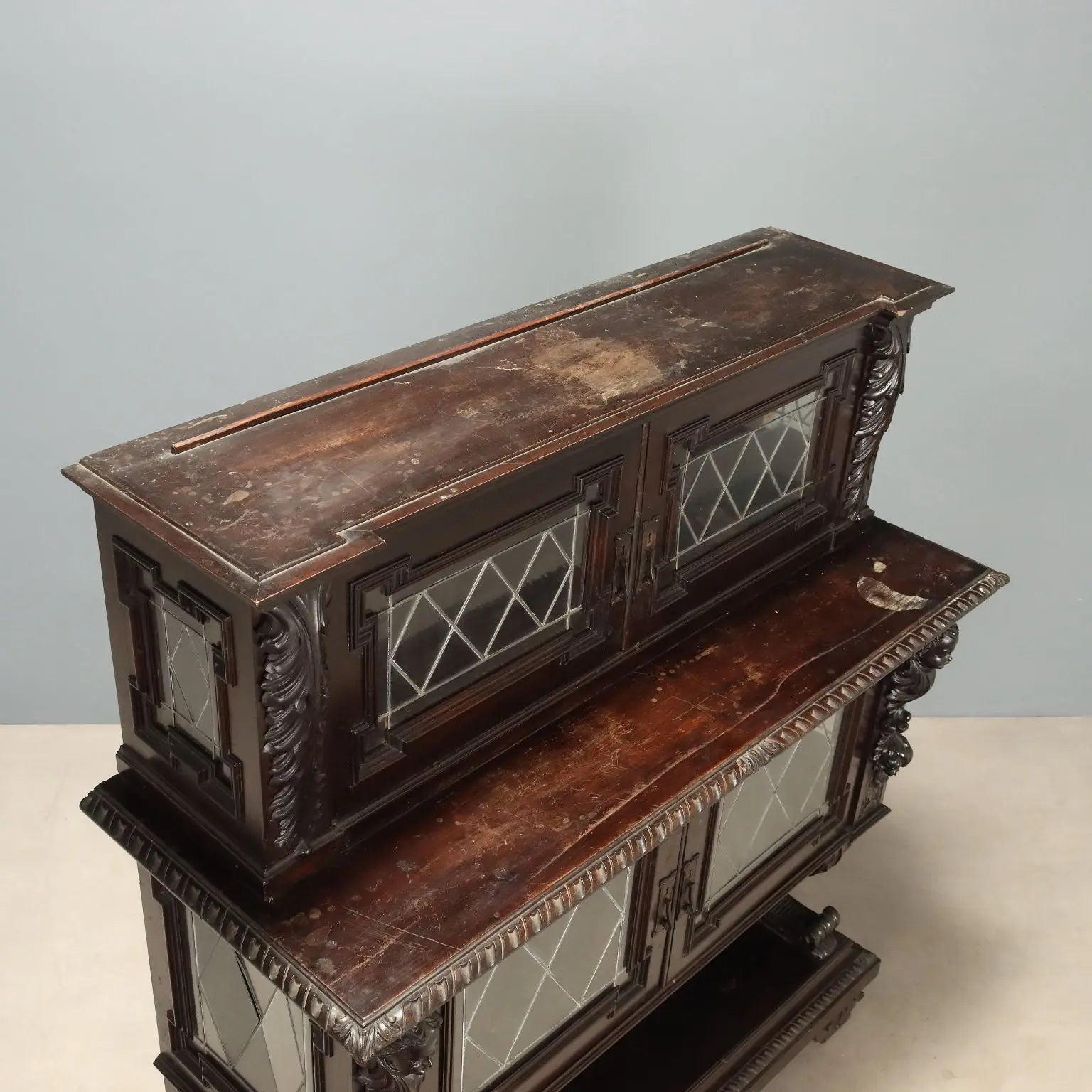 Antique Showcase Neo-Renaissance Style Walnut Late XIX Century