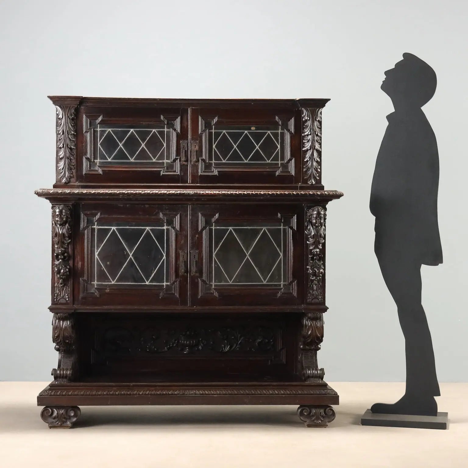 Antique Showcase Neo-Renaissance Style Walnut Late XIX Century