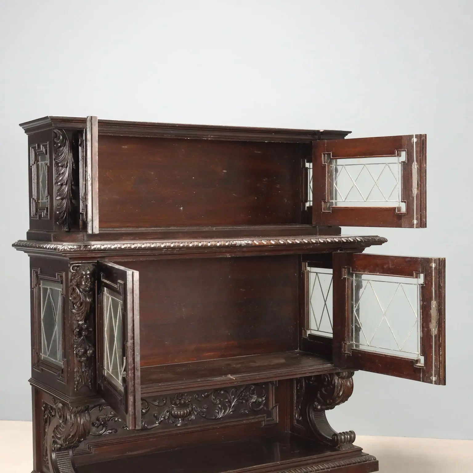 Antique Showcase Neo-Renaissance Style Walnut Late XIX Century