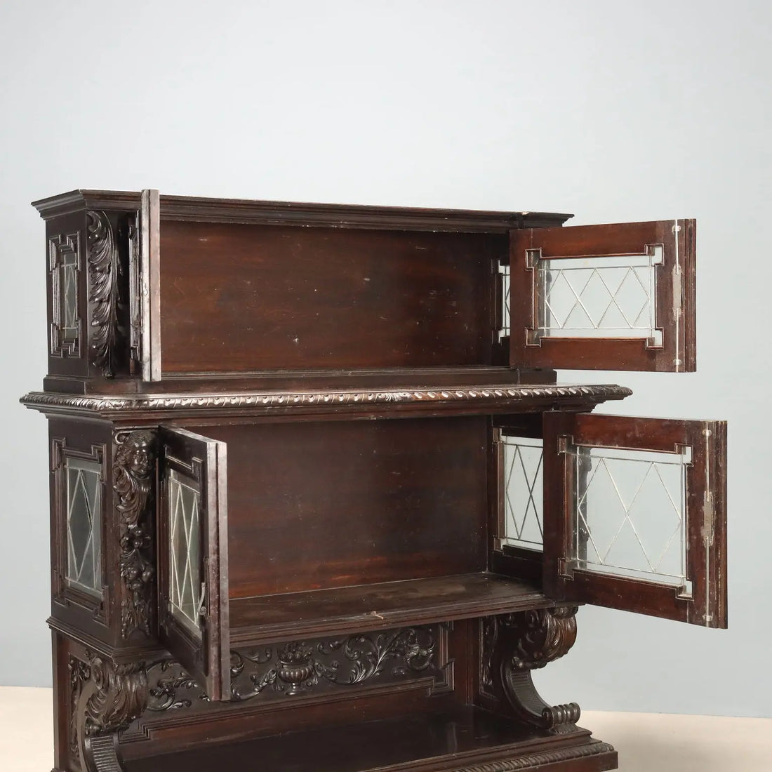 Antique Showcase Neo-Renaissance Style Walnut Late XIX Century