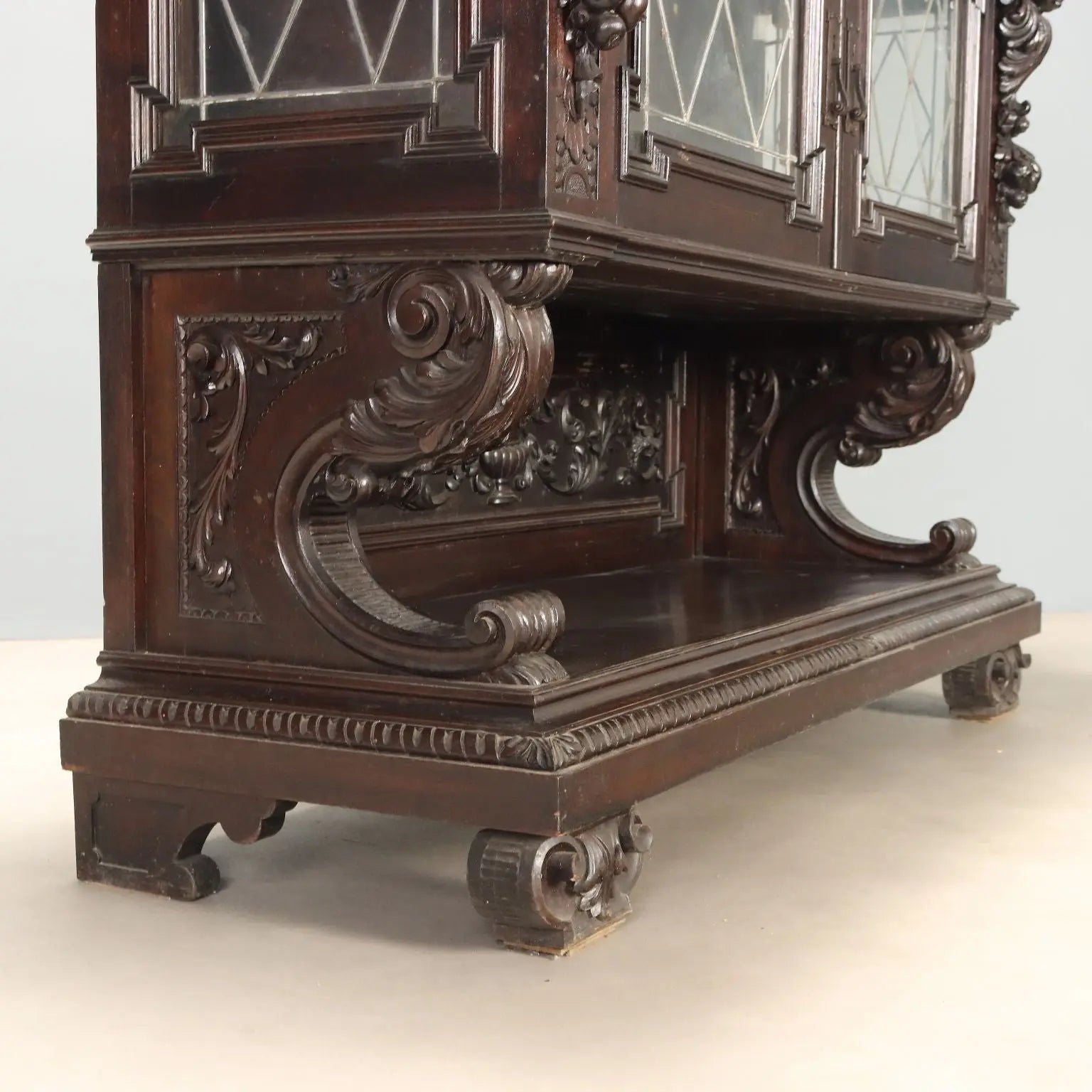 Antique Showcase Neo-Renaissance Style Walnut Late XIX Century