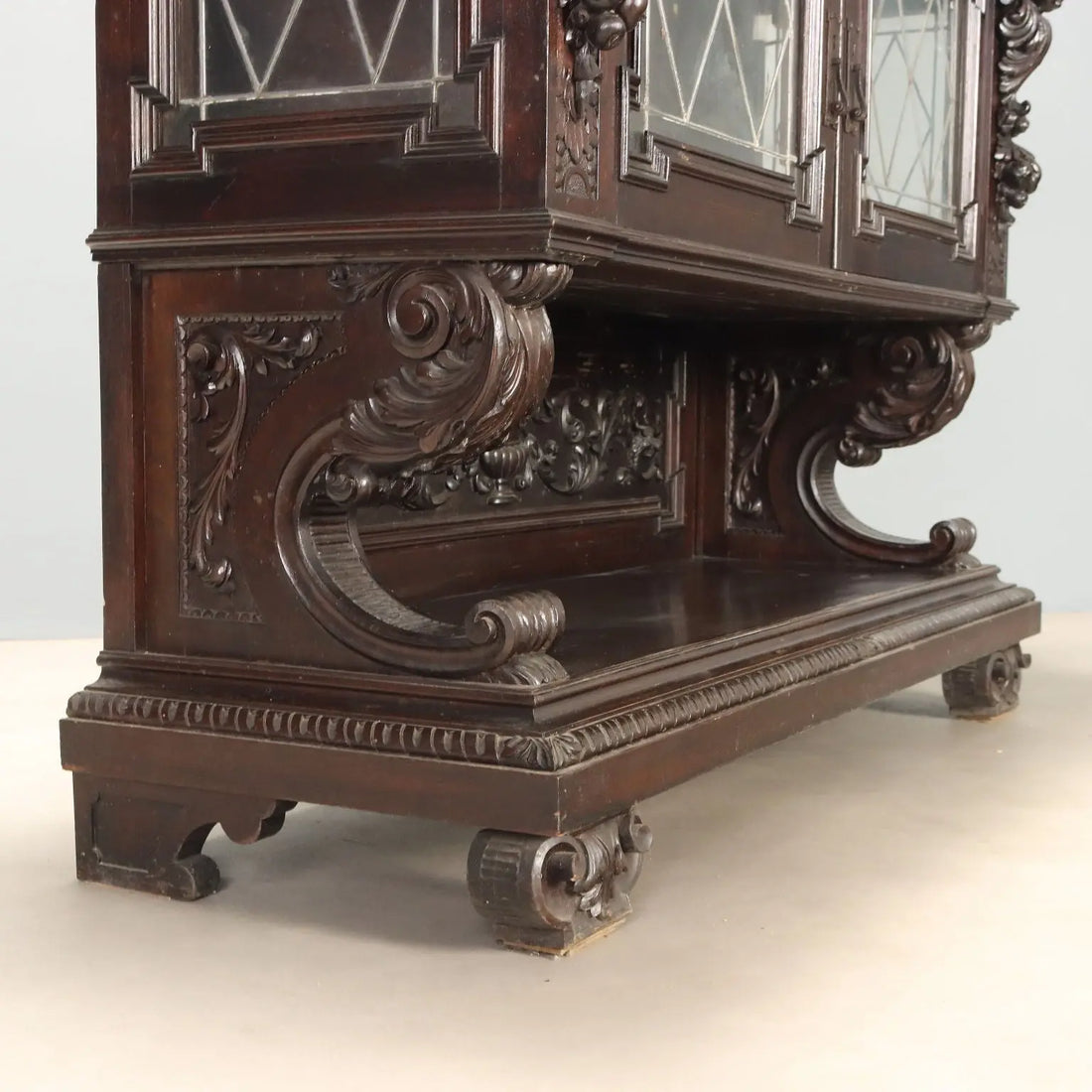 Antique Showcase Neo-Renaissance Style Walnut Late XIX Century