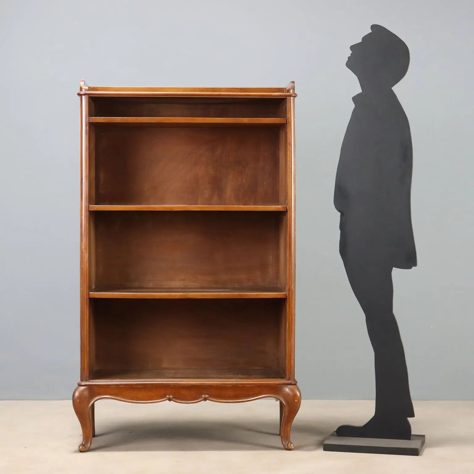 Open Walnut Bookcase - Italy 20th Century