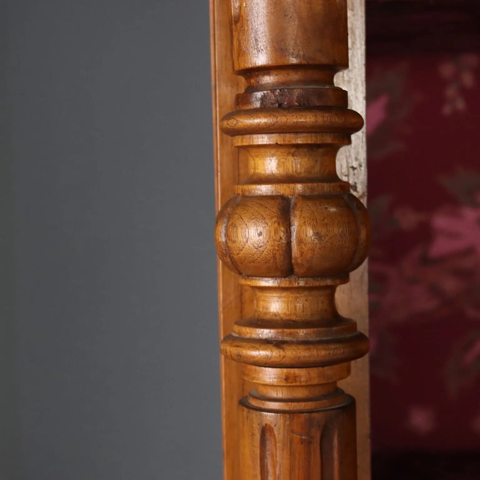 Antique Wardrobe Walnut Glass Carvings Italy XIX Century