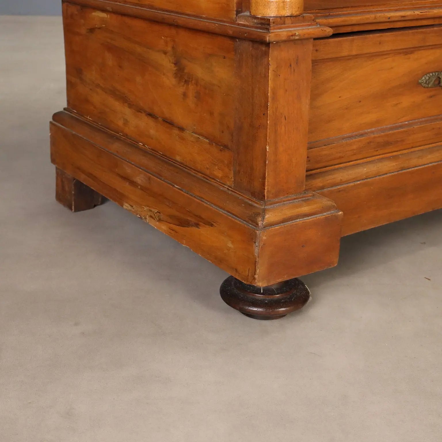 Antique Wardrobe Walnut Glass Carvings Italy XIX Century