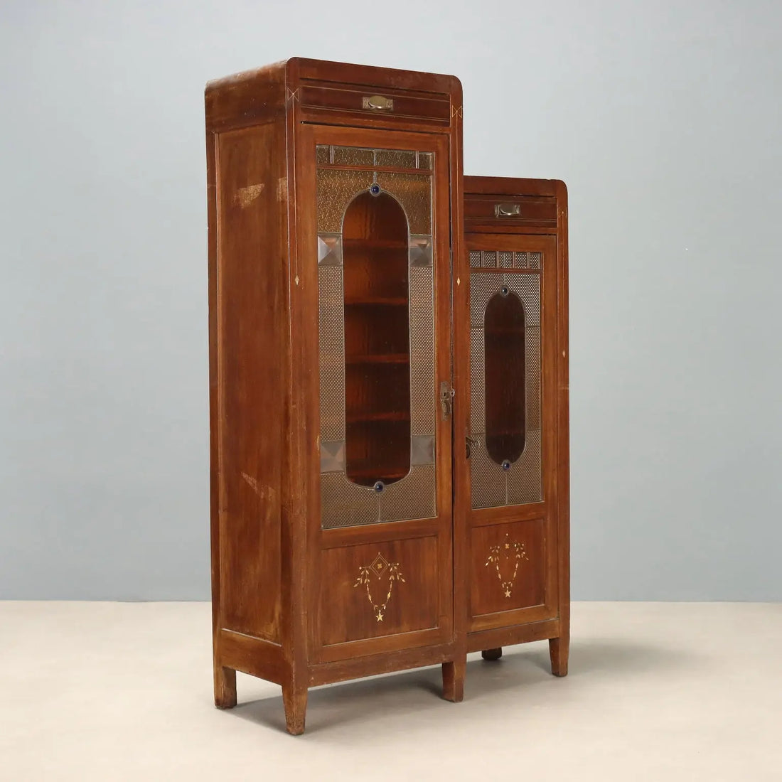 Mahogany Office Cabinet with Stained Glass