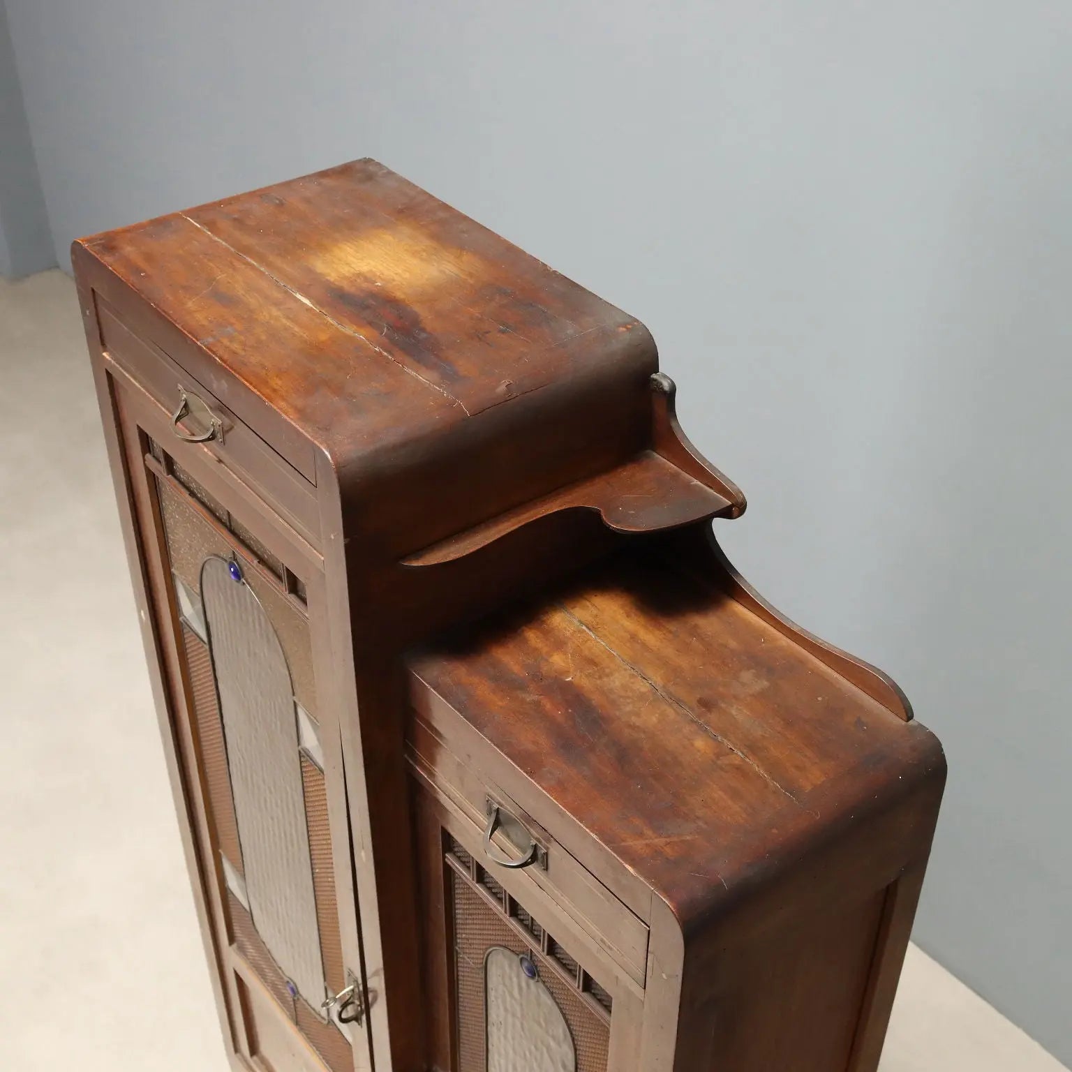 Mahogany Office Cabinet with Stained Glass