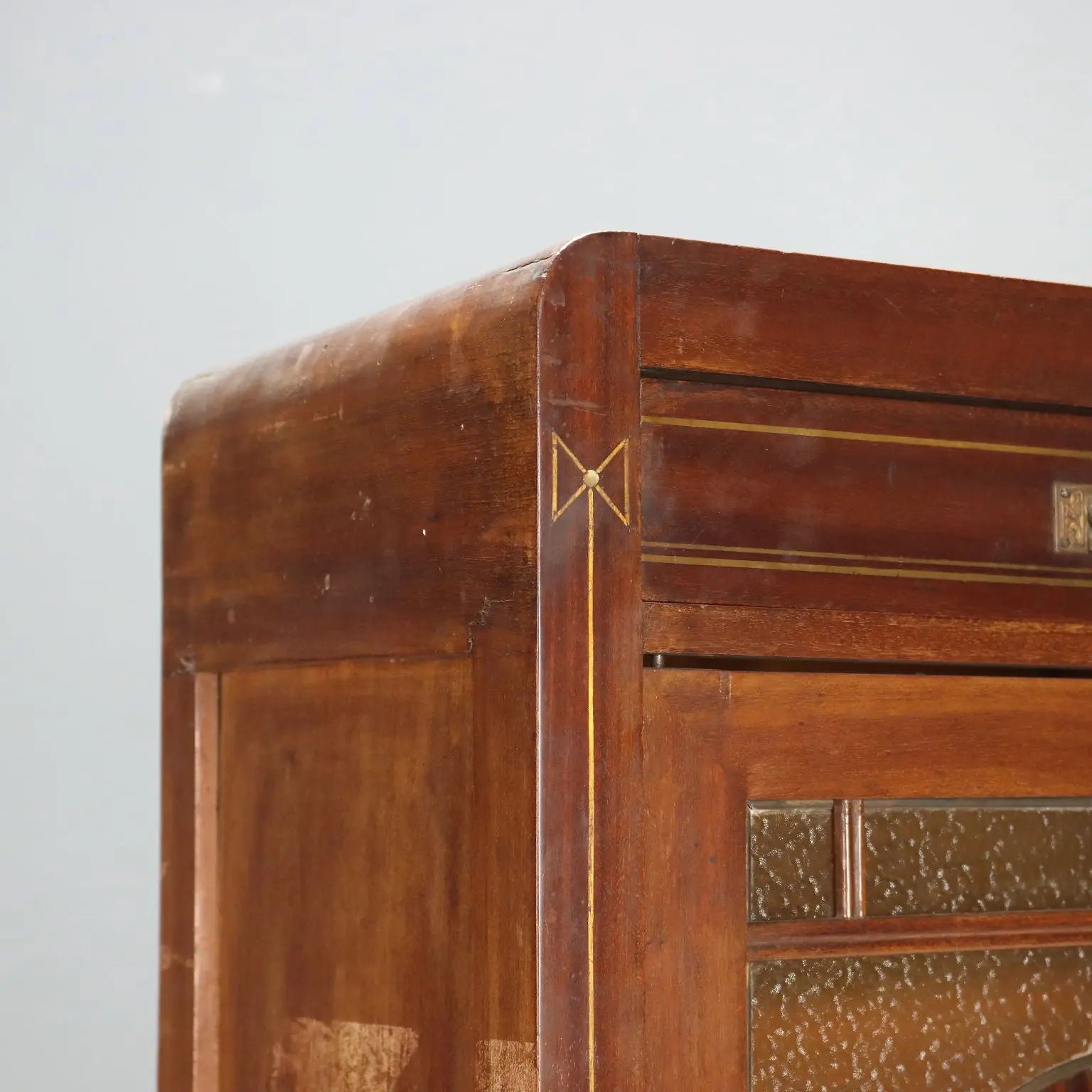 Mahogany Office Cabinet with Stained Glass
