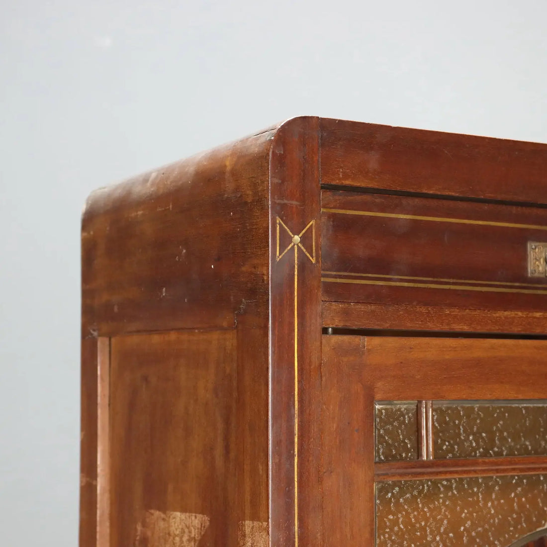 Mahogany Office Cabinet with Stained Glass