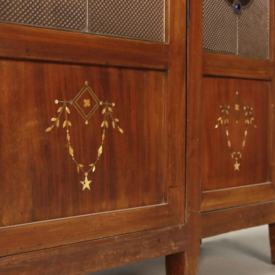 Mahogany Office Cabinet with Stained Glass