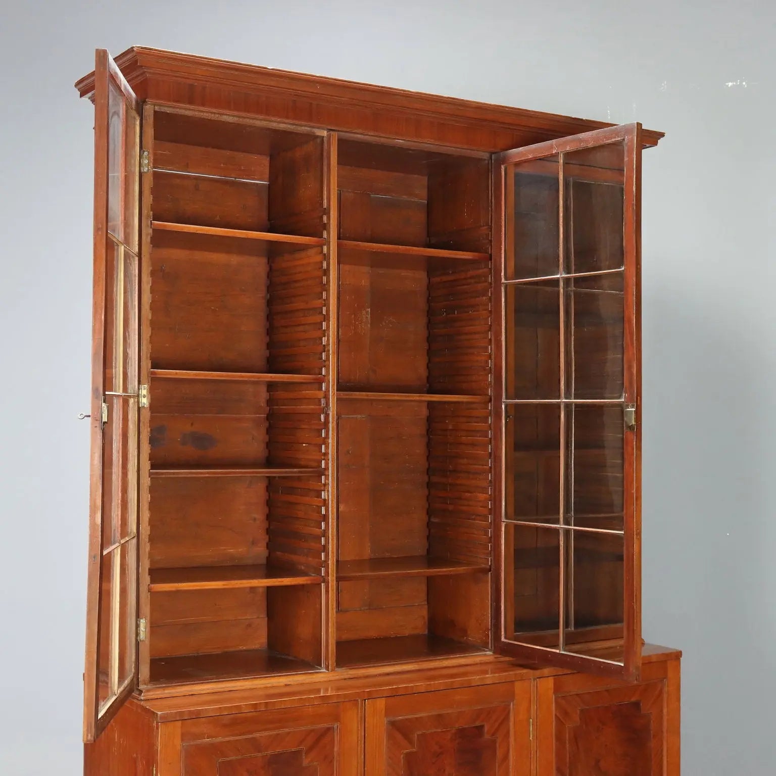 Antique Bookcase Mahogany Blown Glass England XX Century