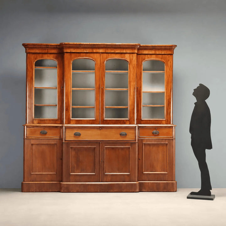 Antique Bookcase Mahogany Glass Leather United Kingdom '800