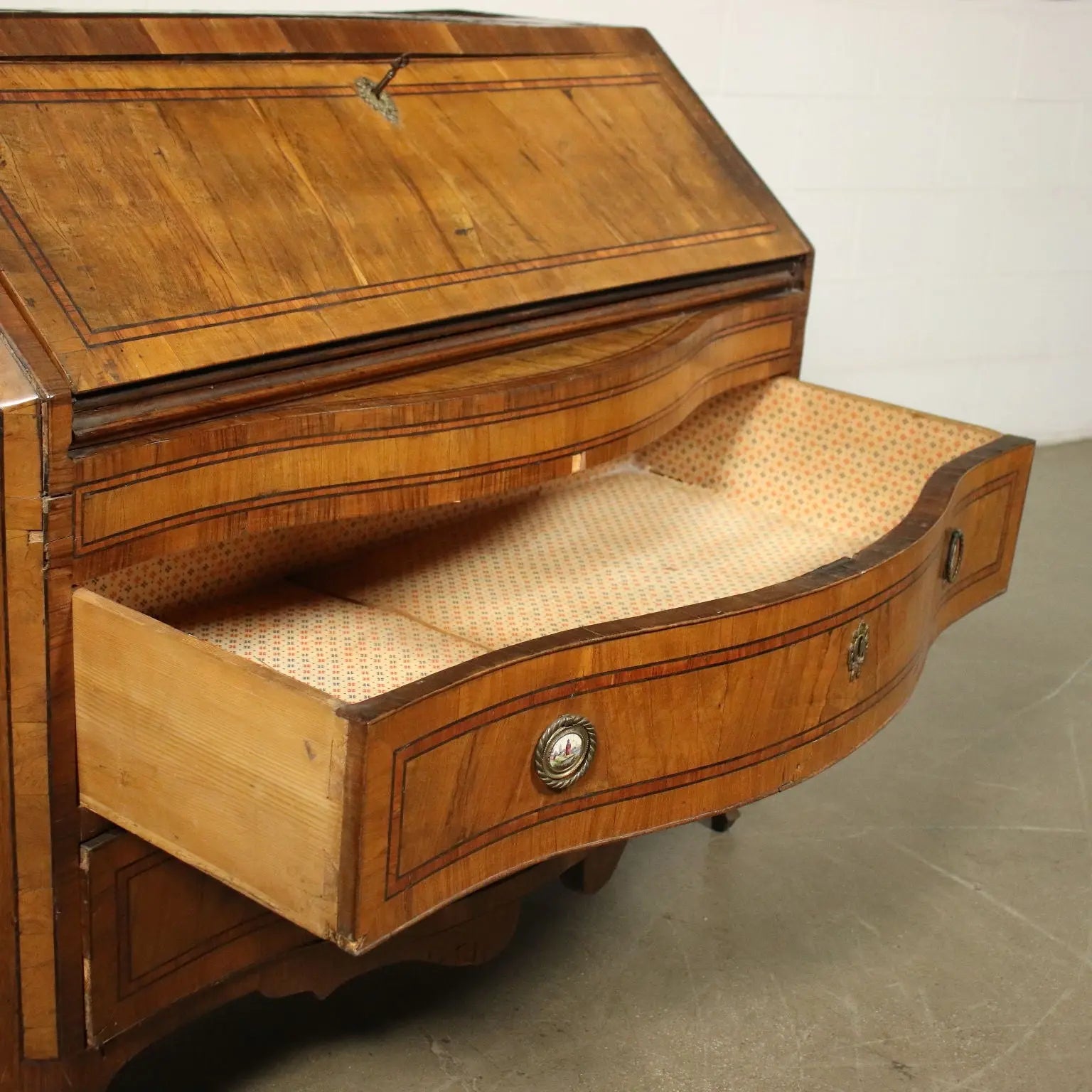 Antique Flap Cabinet Baroque Olive Bois de Rose XVIII Century