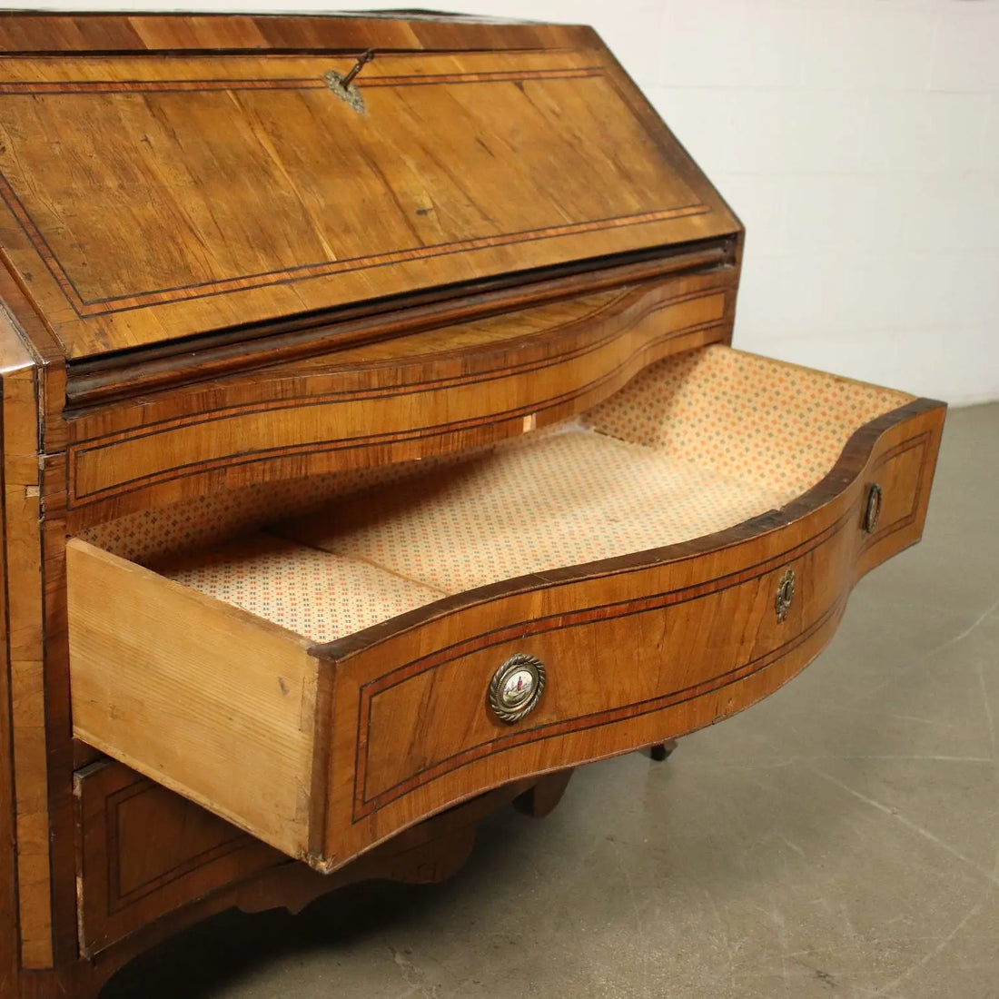 Antique Flap Cabinet Baroque Olive Bois de Rose XVIII Century