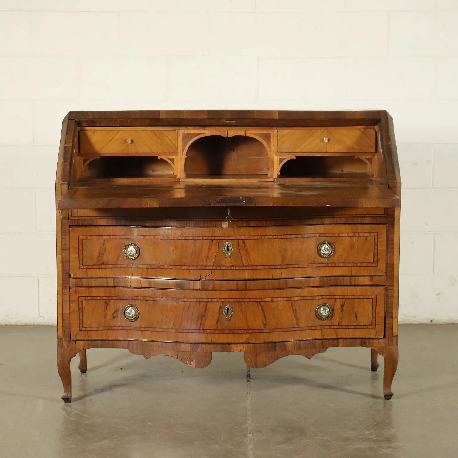 Antique Flap Cabinet Baroque Olive Bois de Rose XVIII Century