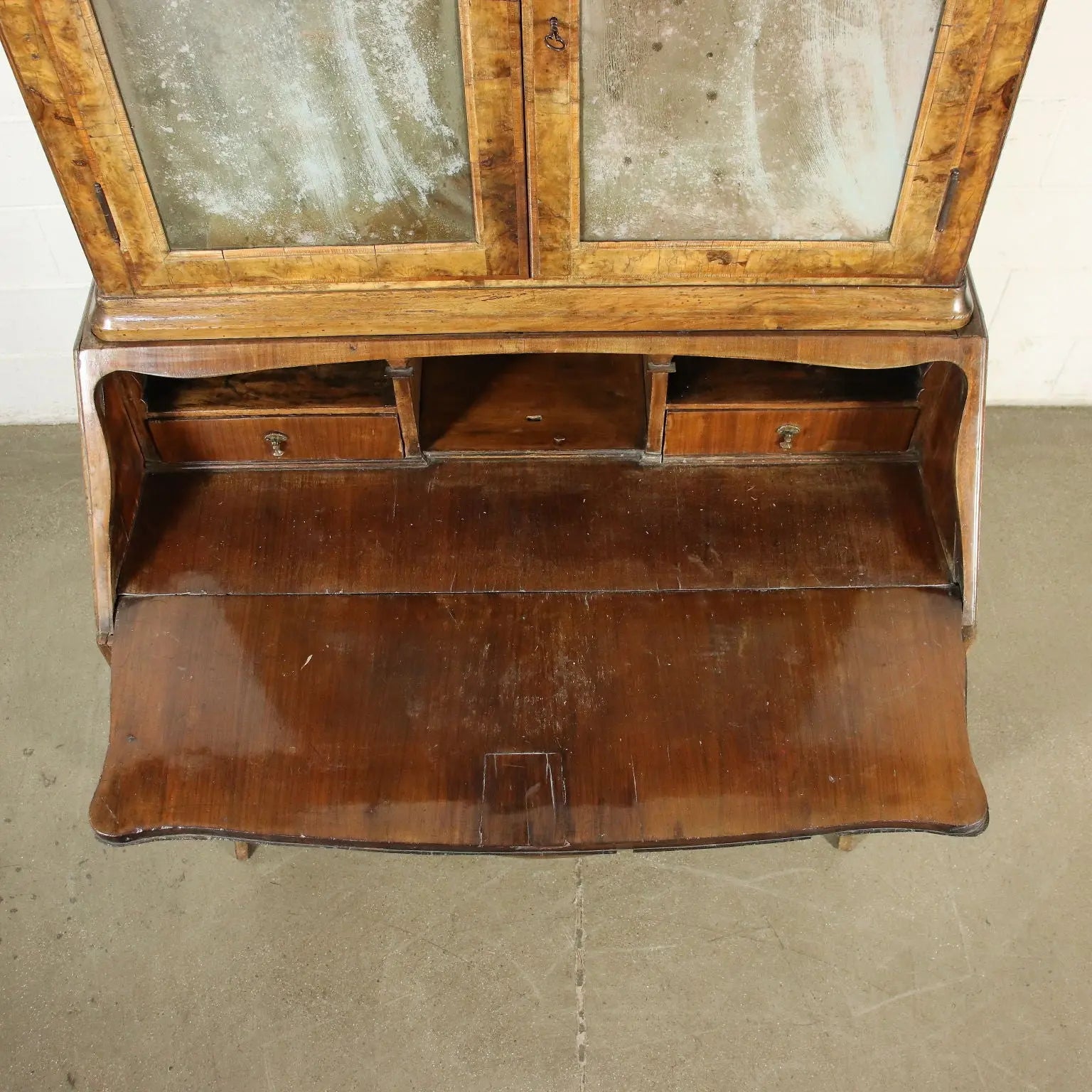 Barocchetto Trumeau Walnut Burl Veneer Mirror Italy 18th Century | Antiques | Drop-Leaf Secretaire & Secretaire