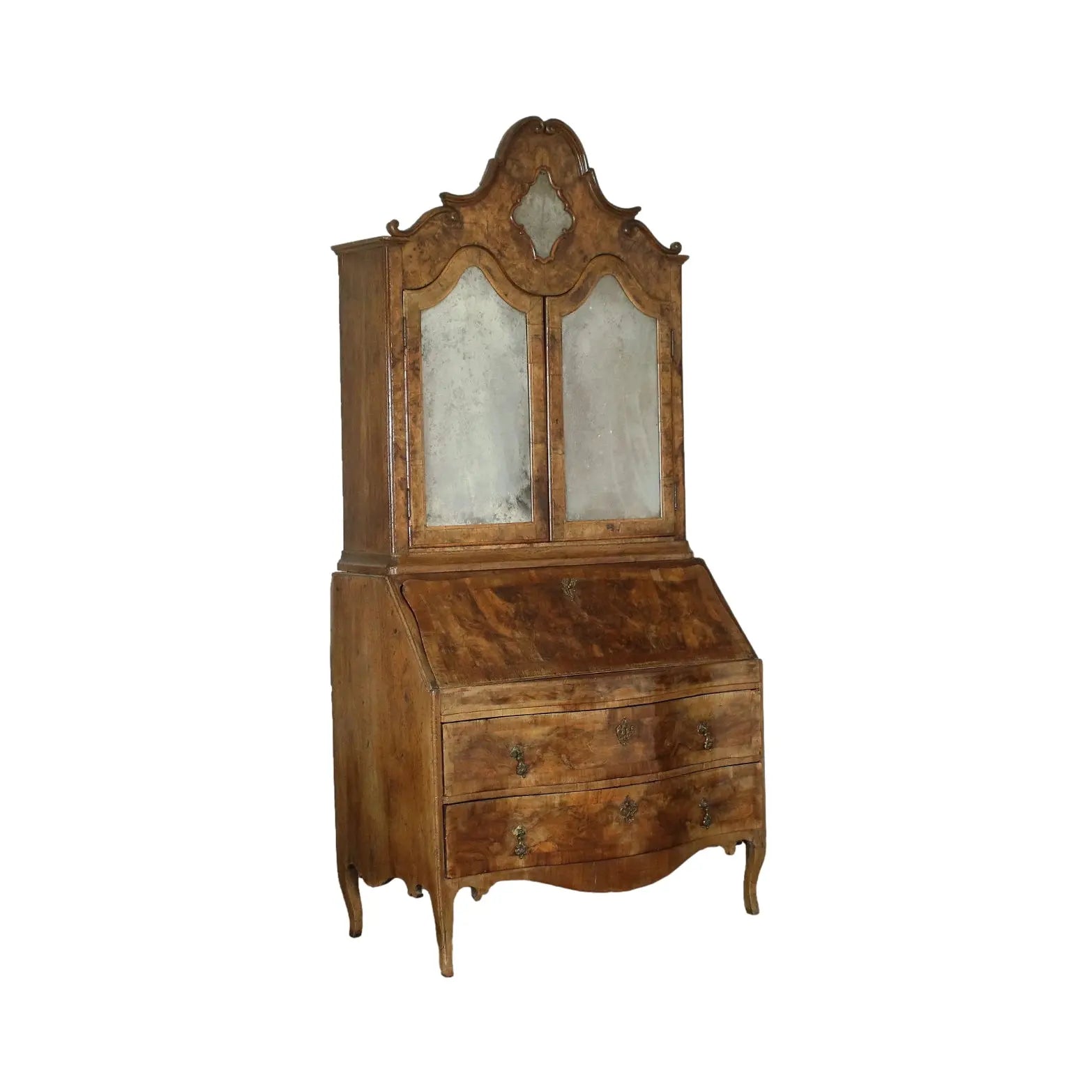 Barocchetto Trumeau Walnut Burl Veneer Mirror Italy 18th Century | Antiques | Drop-Leaf Secretaire & Secretaire