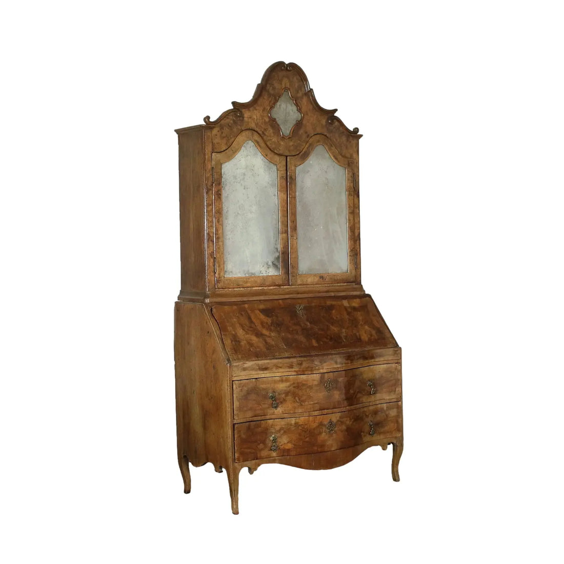 Barocchetto Trumeau Walnut Burl Veneer Mirror Italy 18th Century | Antiques | Drop-Leaf Secretaire & Secretaire