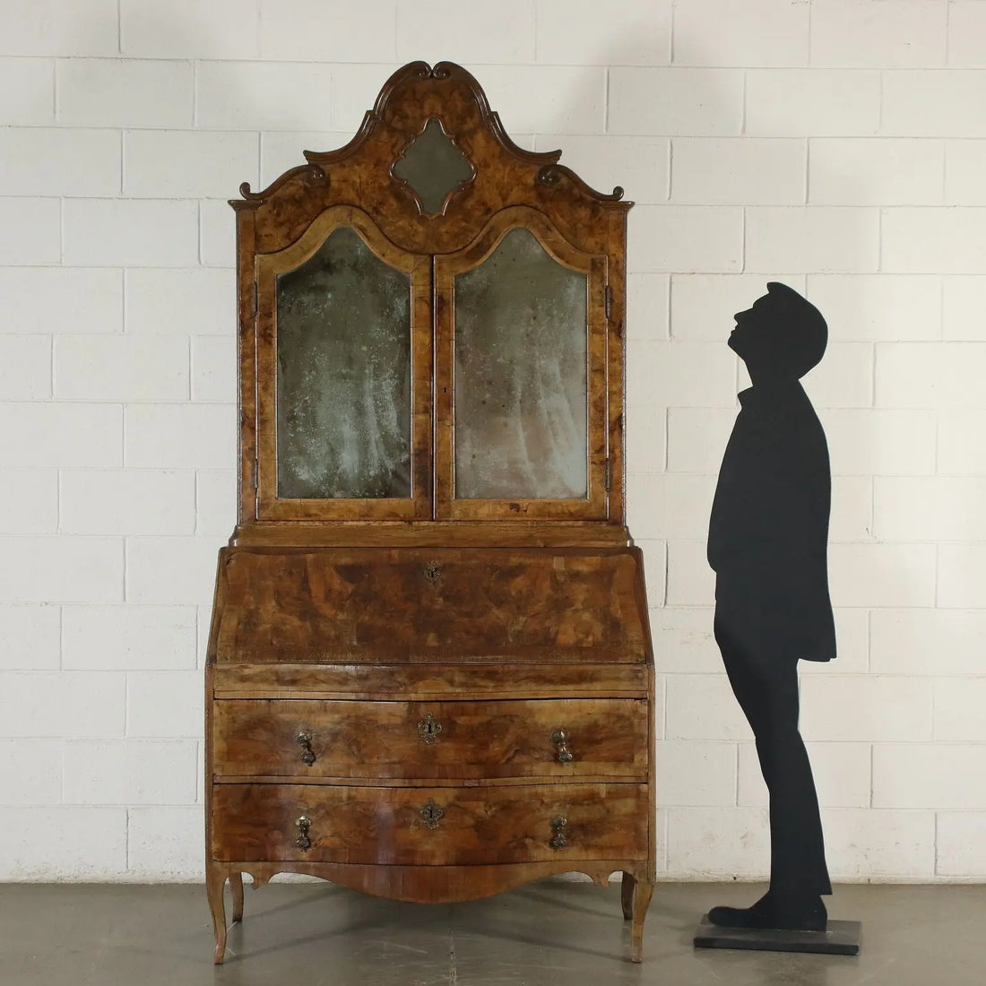 Barocchetto Trumeau Walnut Burl Veneer Mirror Italy 18th Century | Antiques | Drop-Leaf Secretaire & Secretaire