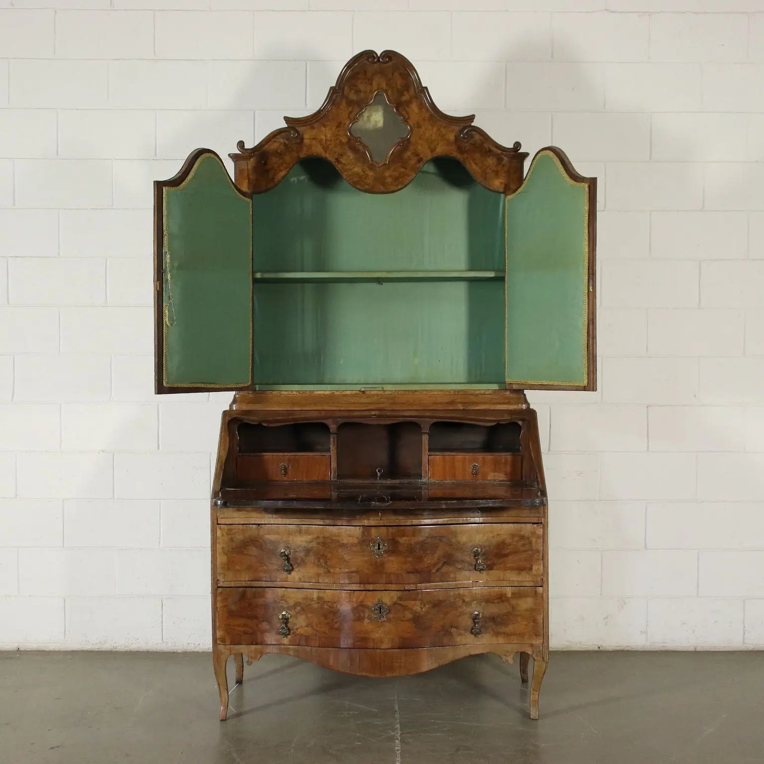 Barocchetto Trumeau Walnut Burl Veneer Mirror Italy 18th Century | Antiques | Drop-Leaf Secretaire & Secretaire