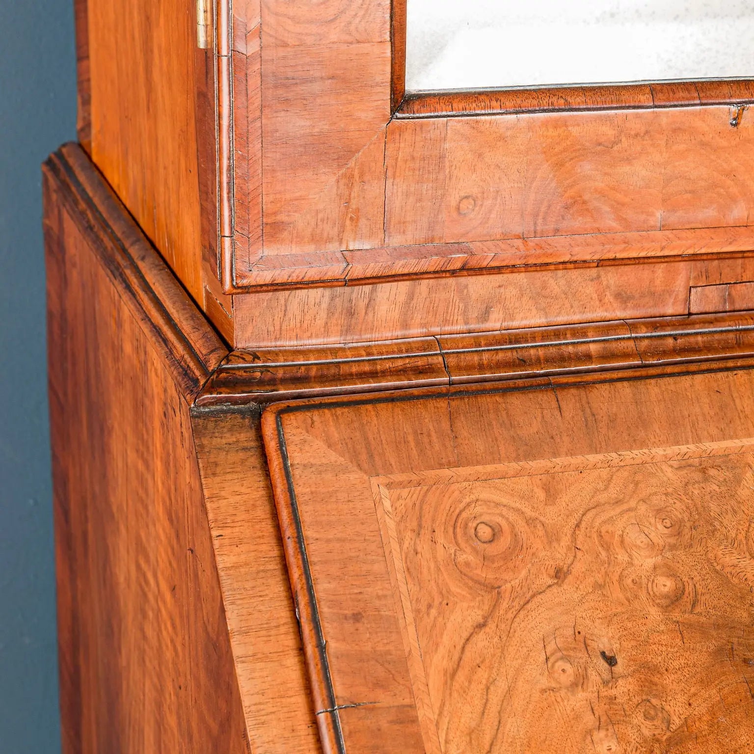Antique Queen Anne Walnut and Oak Bureau