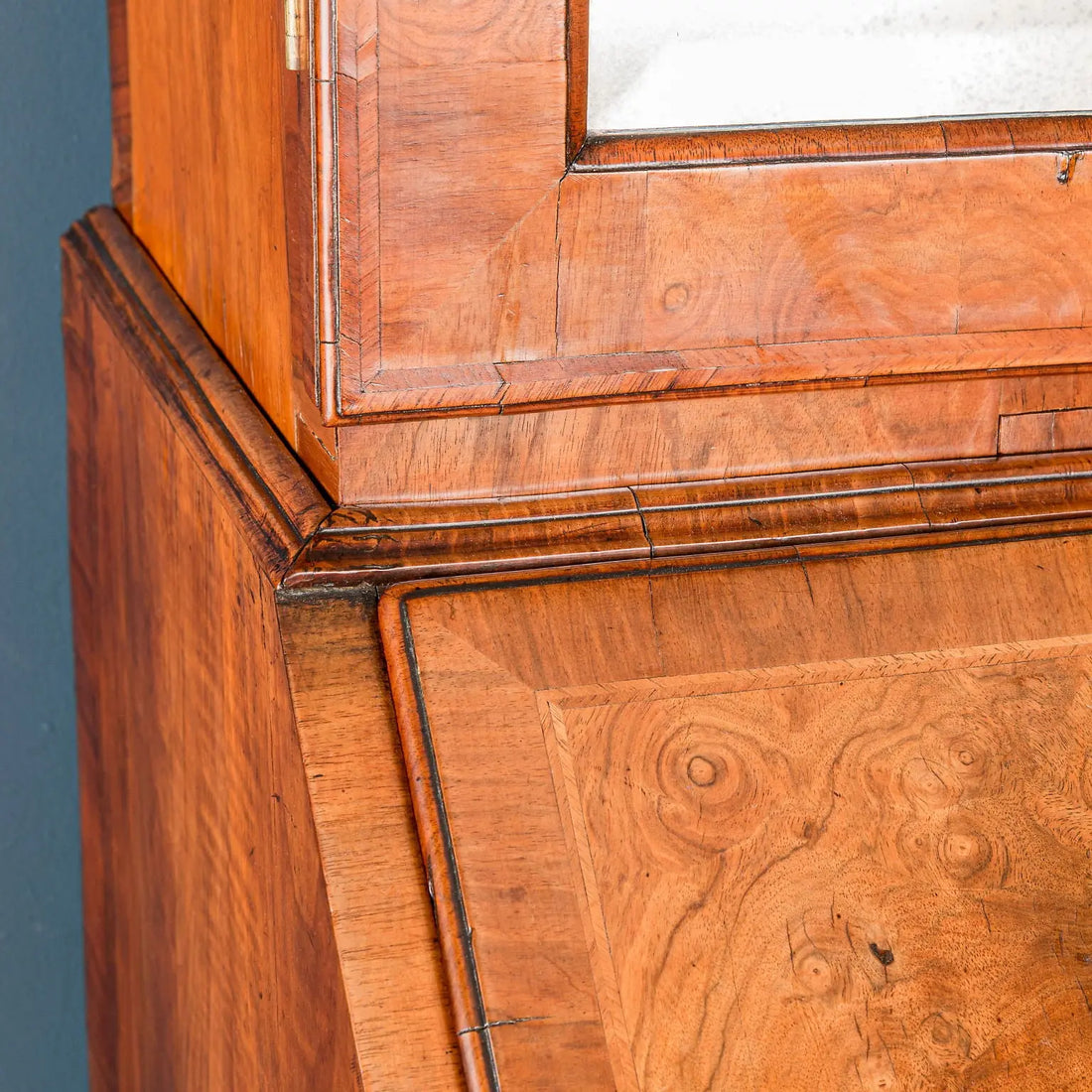 Antique Queen Anne Walnut and Oak Bureau