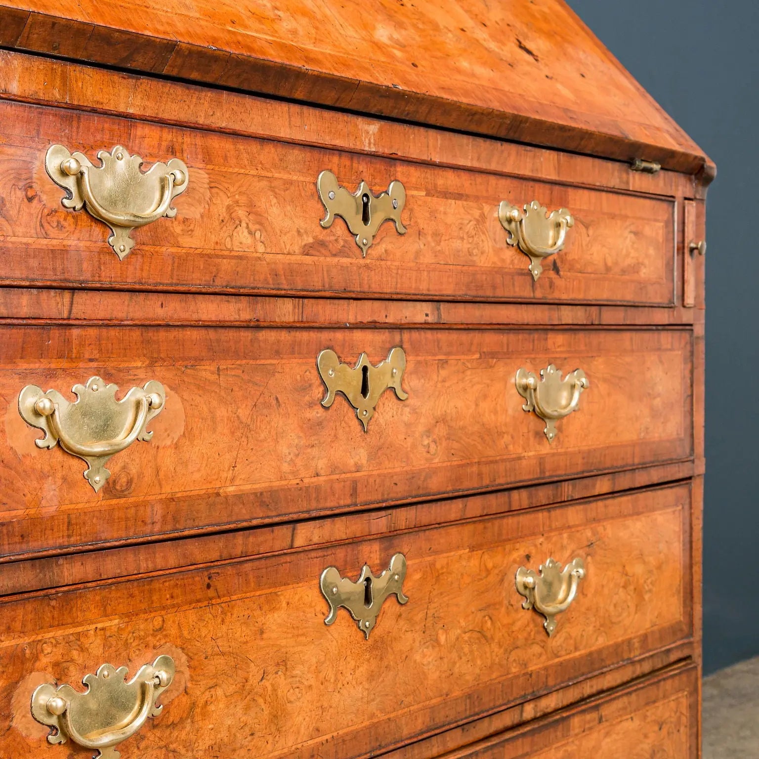 Antique Queen Anne Walnut and Oak Bureau