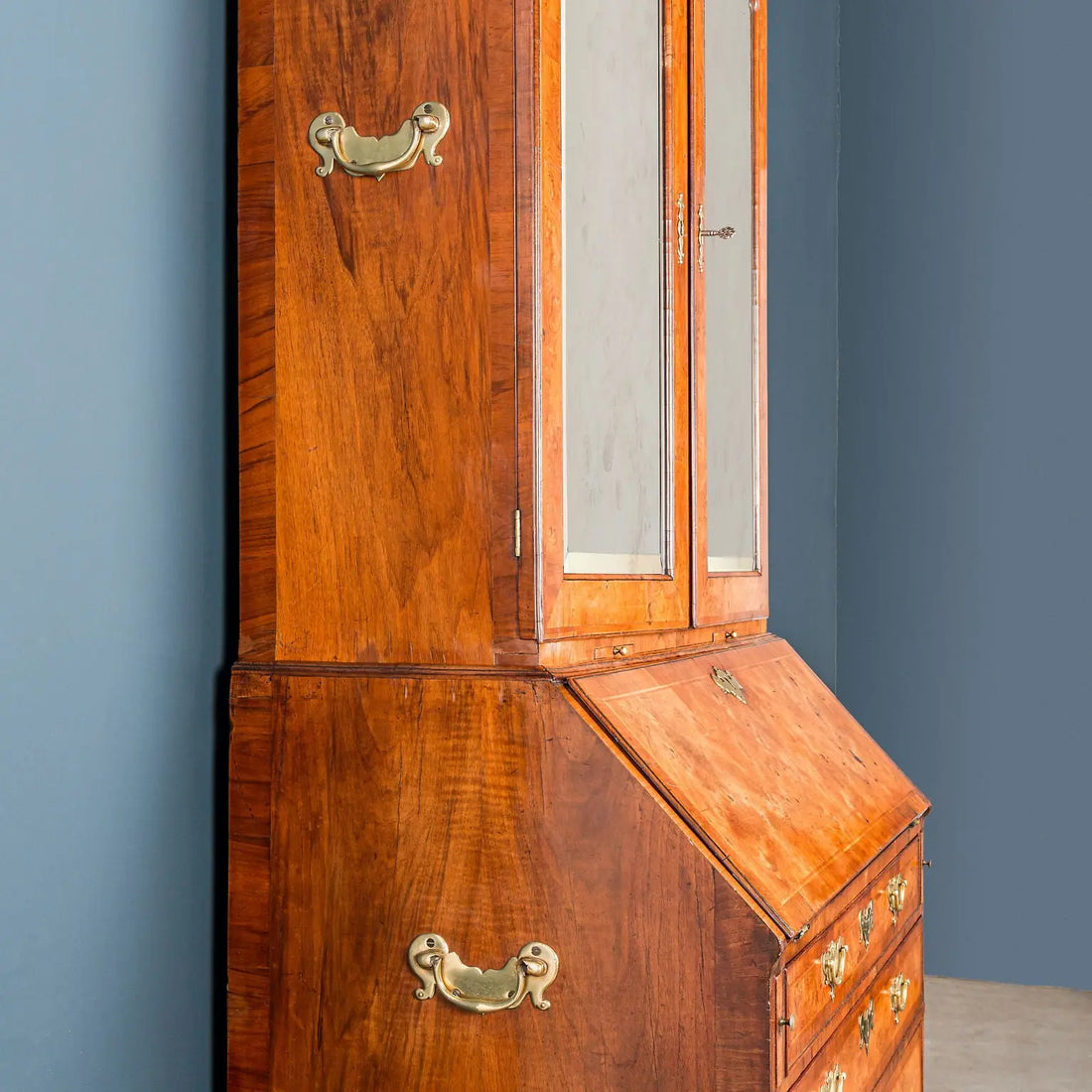 Antique Queen Anne Walnut and Oak Bureau