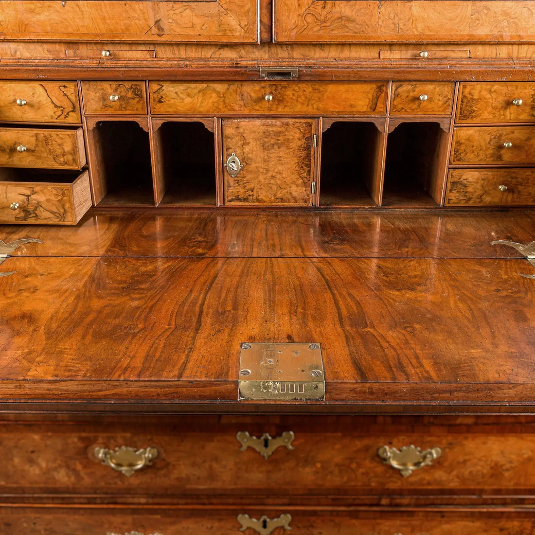 Antique Queen Anne Walnut and Oak Bureau