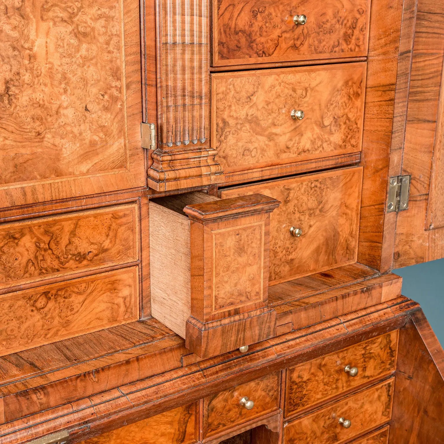 Antique Queen Anne Walnut and Oak Bureau