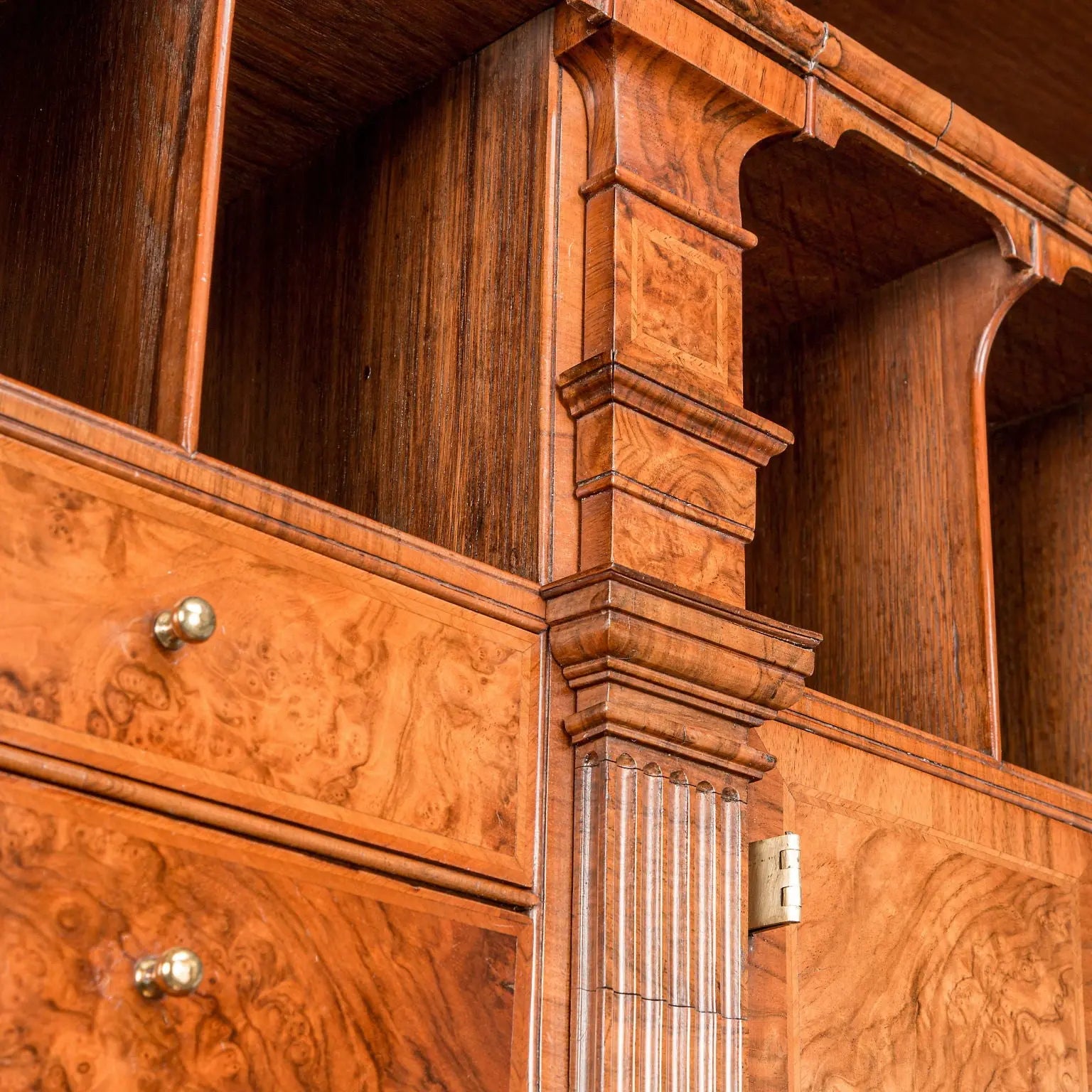 Antique Queen Anne Walnut and Oak Bureau