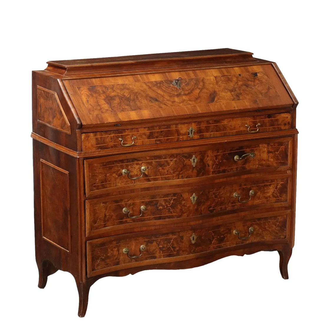 Antique Baroque Cabinet Walnut 4 Drawers Italy XVIII Century - Italy, Mid XVIII Century | Antiques | Drop-Leaf Secretaire & Secretaire