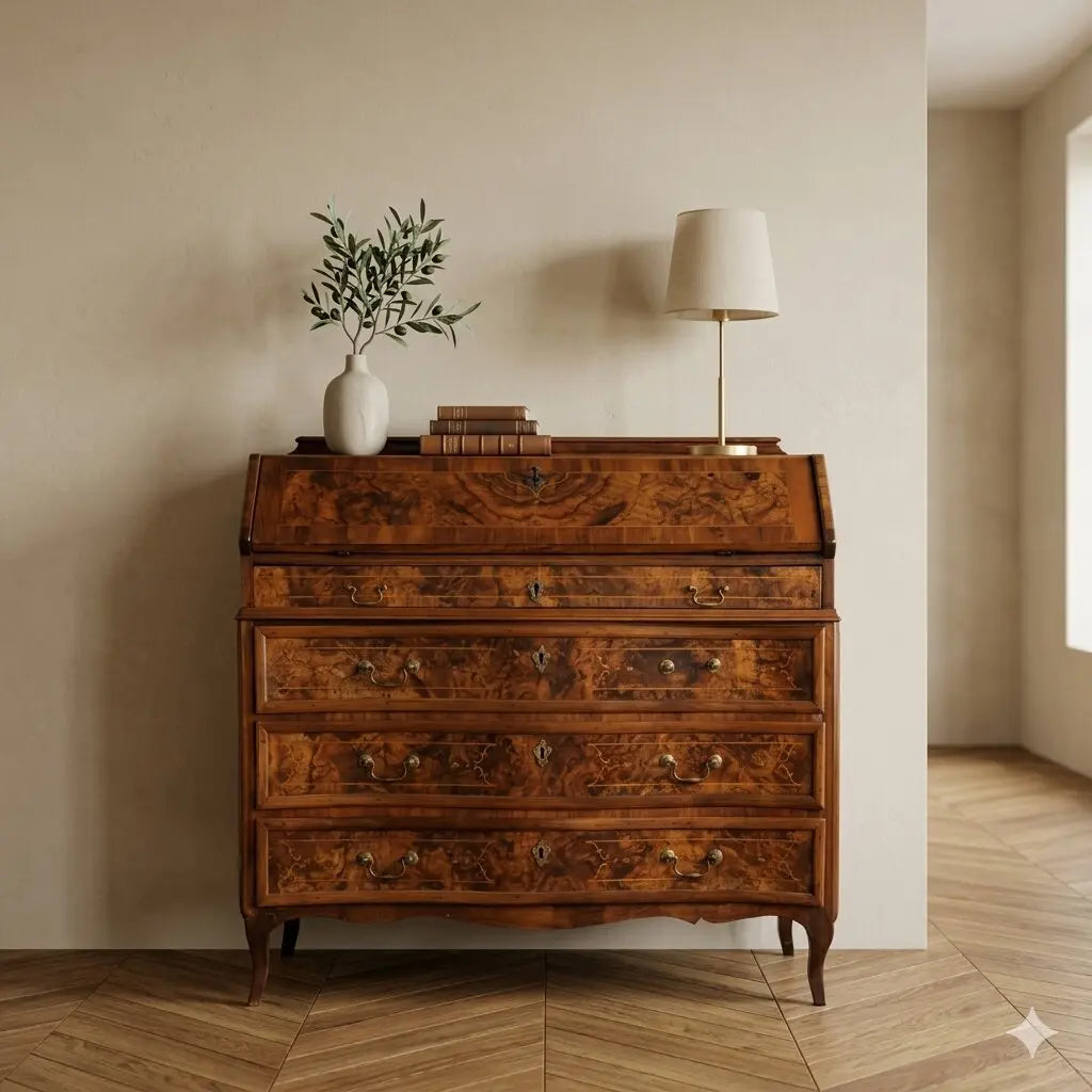Antique Baroque Cabinet Walnut 4 Drawers Italy XVIII Century - Italy, Mid XVIII Century | Antiques | Drop-Leaf Secretaire & Secretaire