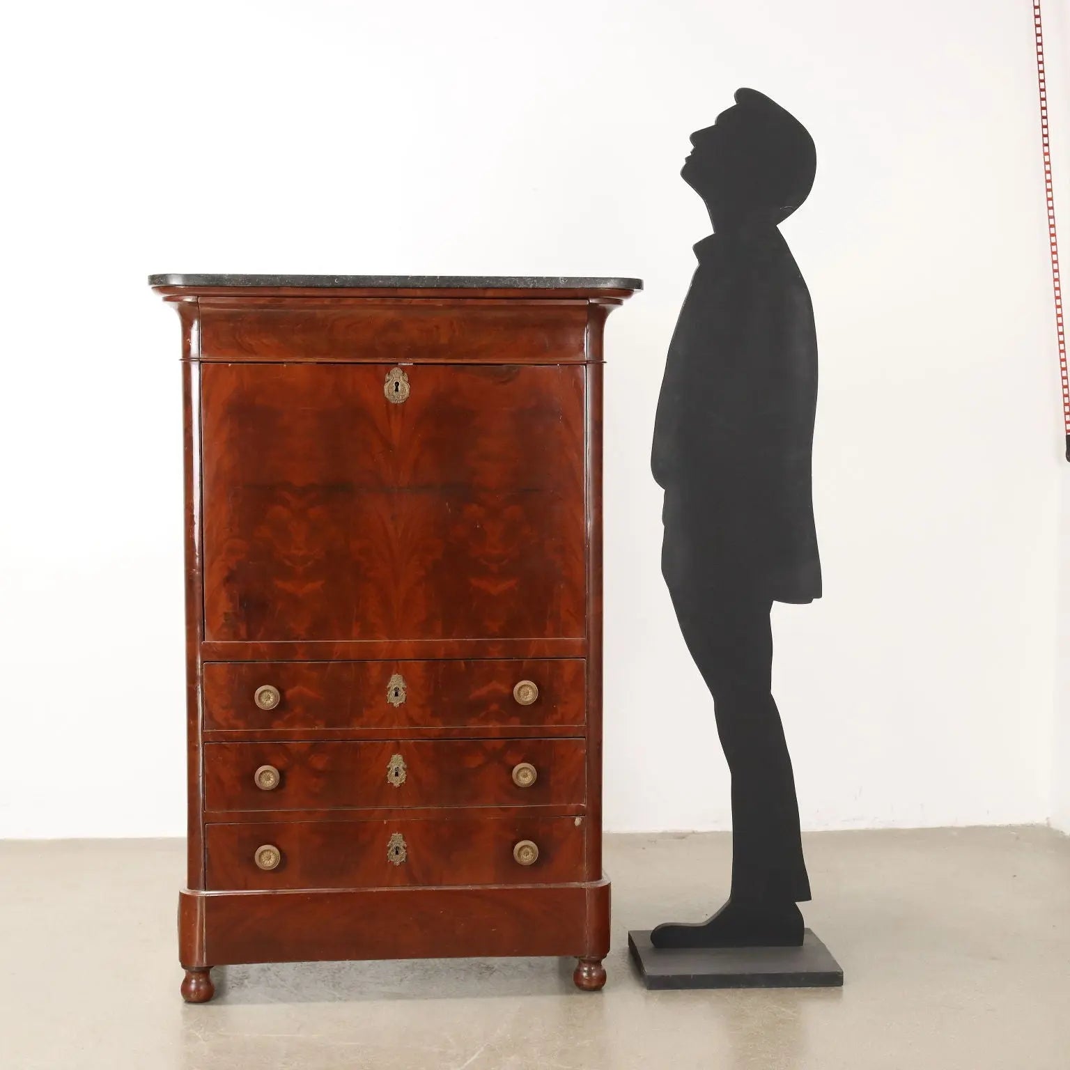 Charles X Secretaire in Mahogany and Black Marble