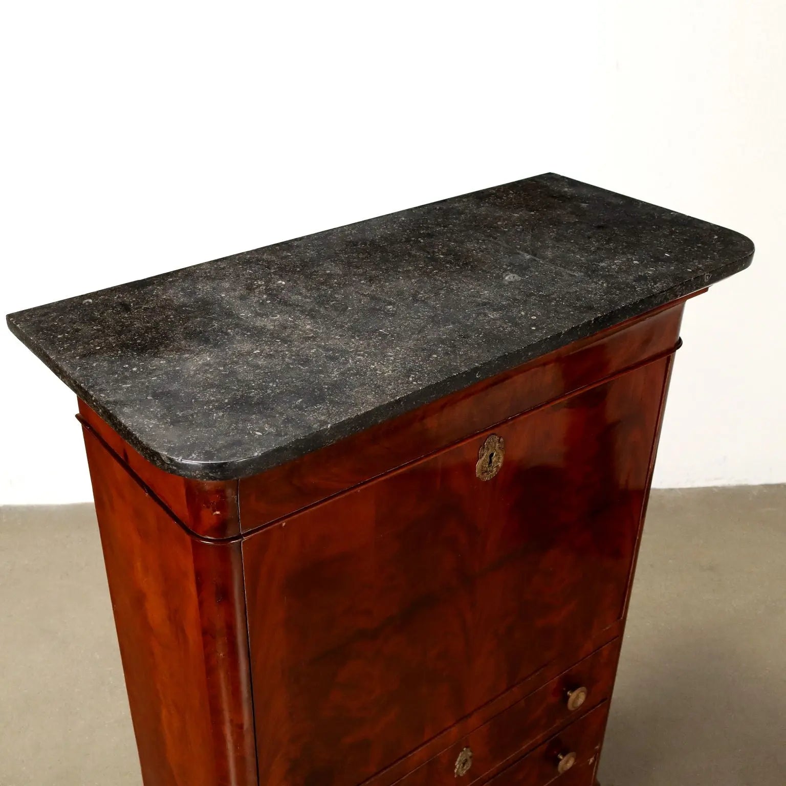 Charles X Secretaire in Mahogany and Black Marble