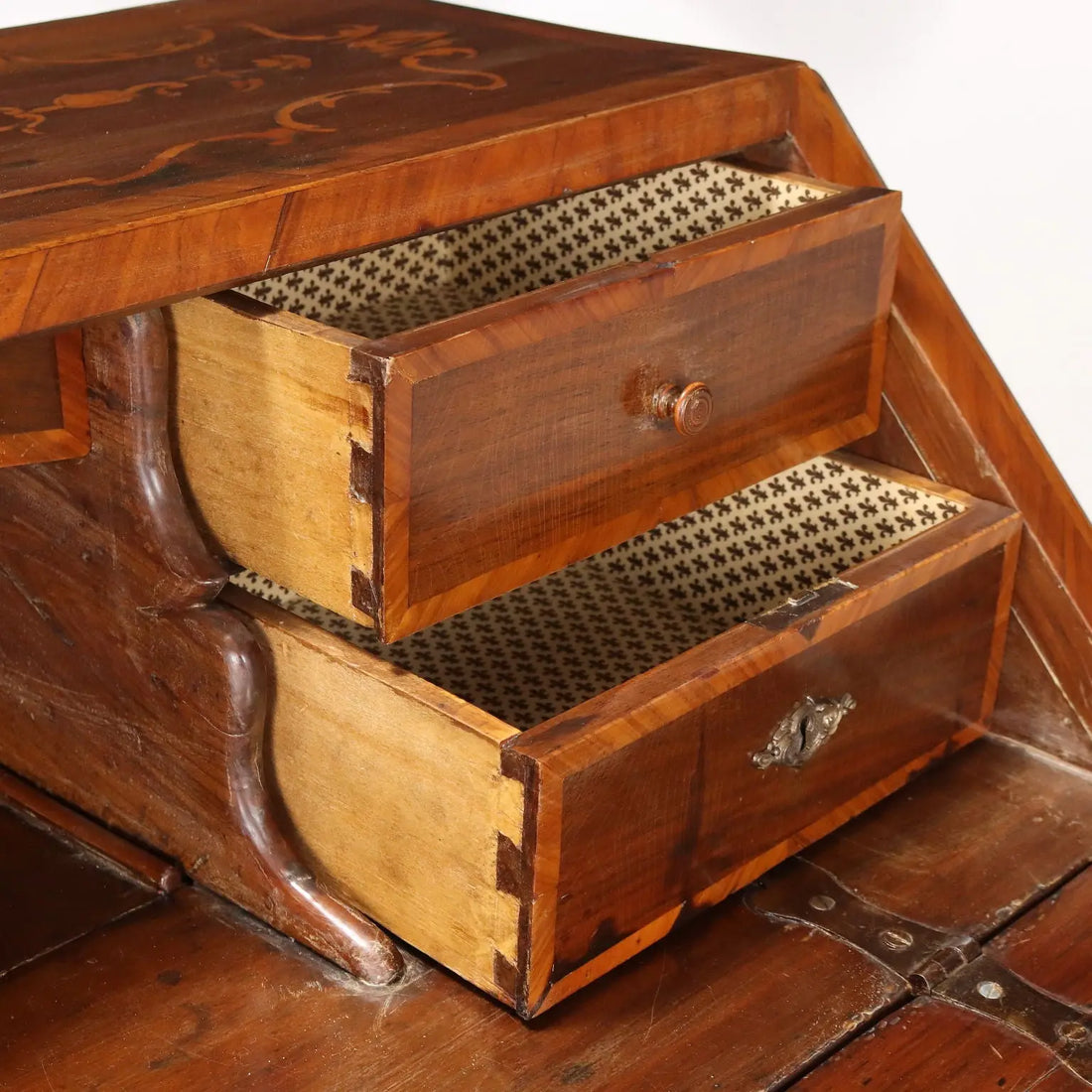 Piedmontese Drop-Front Desk in Walnut 18th Century
