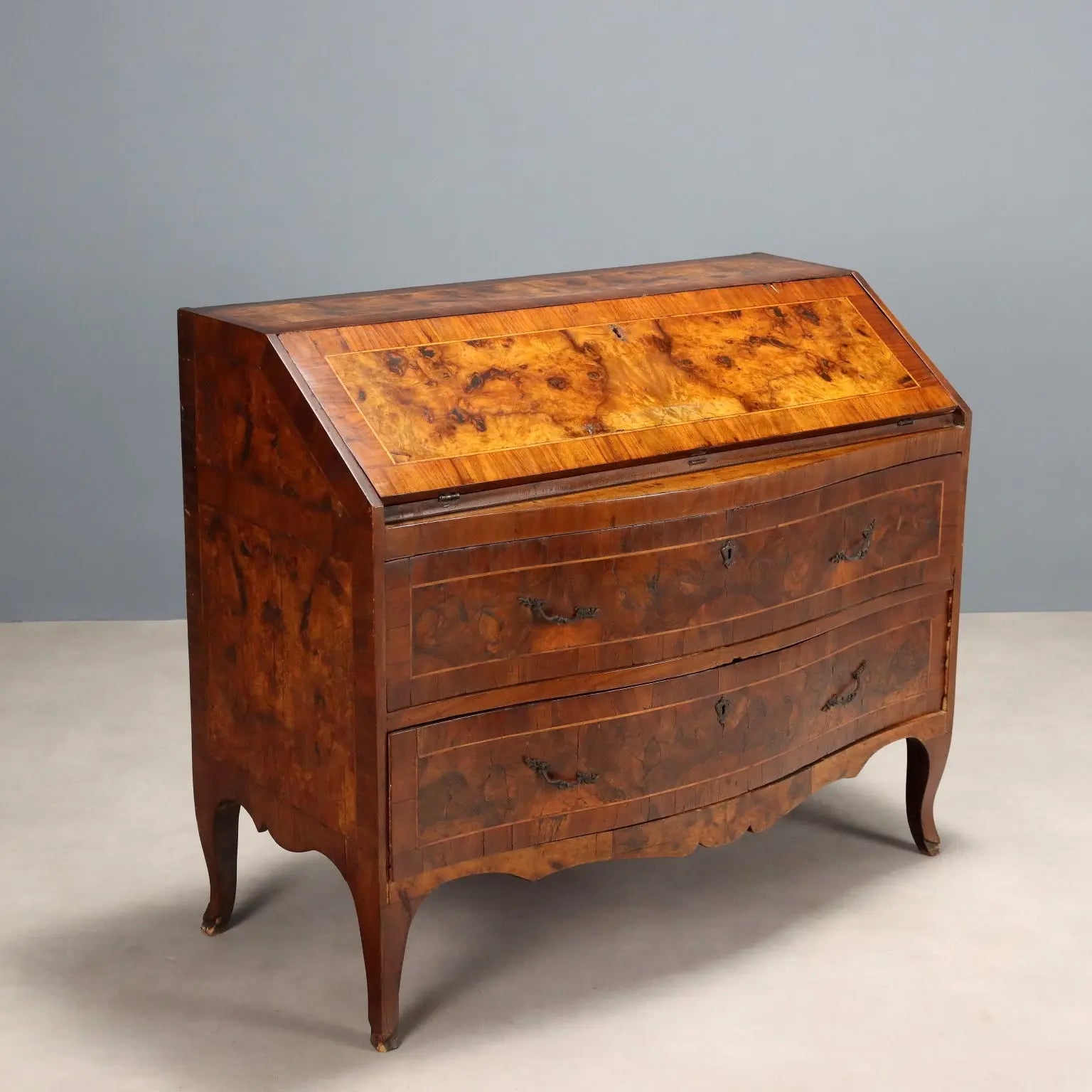 Antique Baroque Flap Cabinet Walnut Poplar XVIII Century - Italy, Mid XVIII Century | Antiques | Drop-Leaf Secretaire & Secretaire