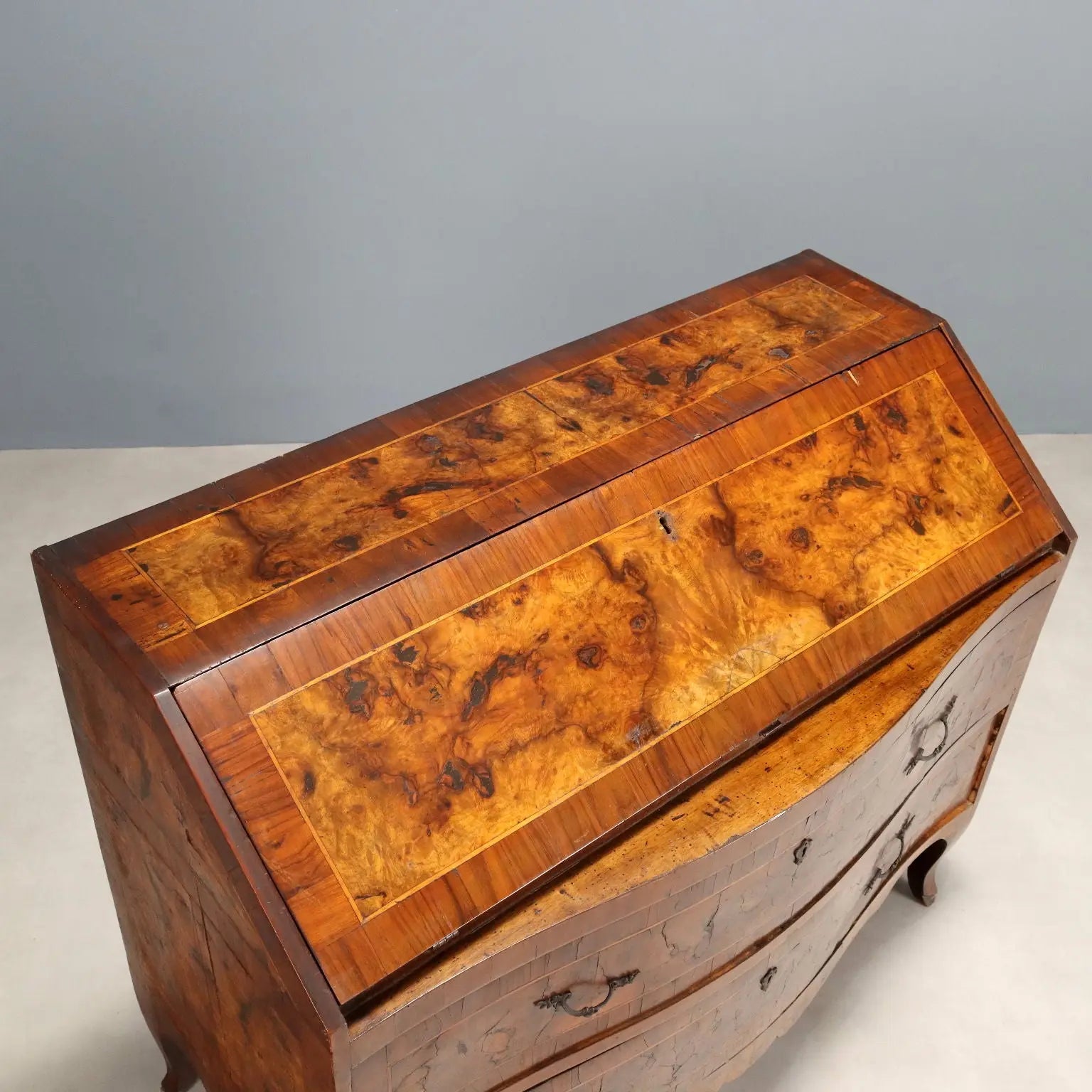 Antique Baroque Flap Cabinet Walnut Poplar XVIII Century - Italy, Mid XVIII Century | Antiques | Drop-Leaf Secretaire & Secretaire