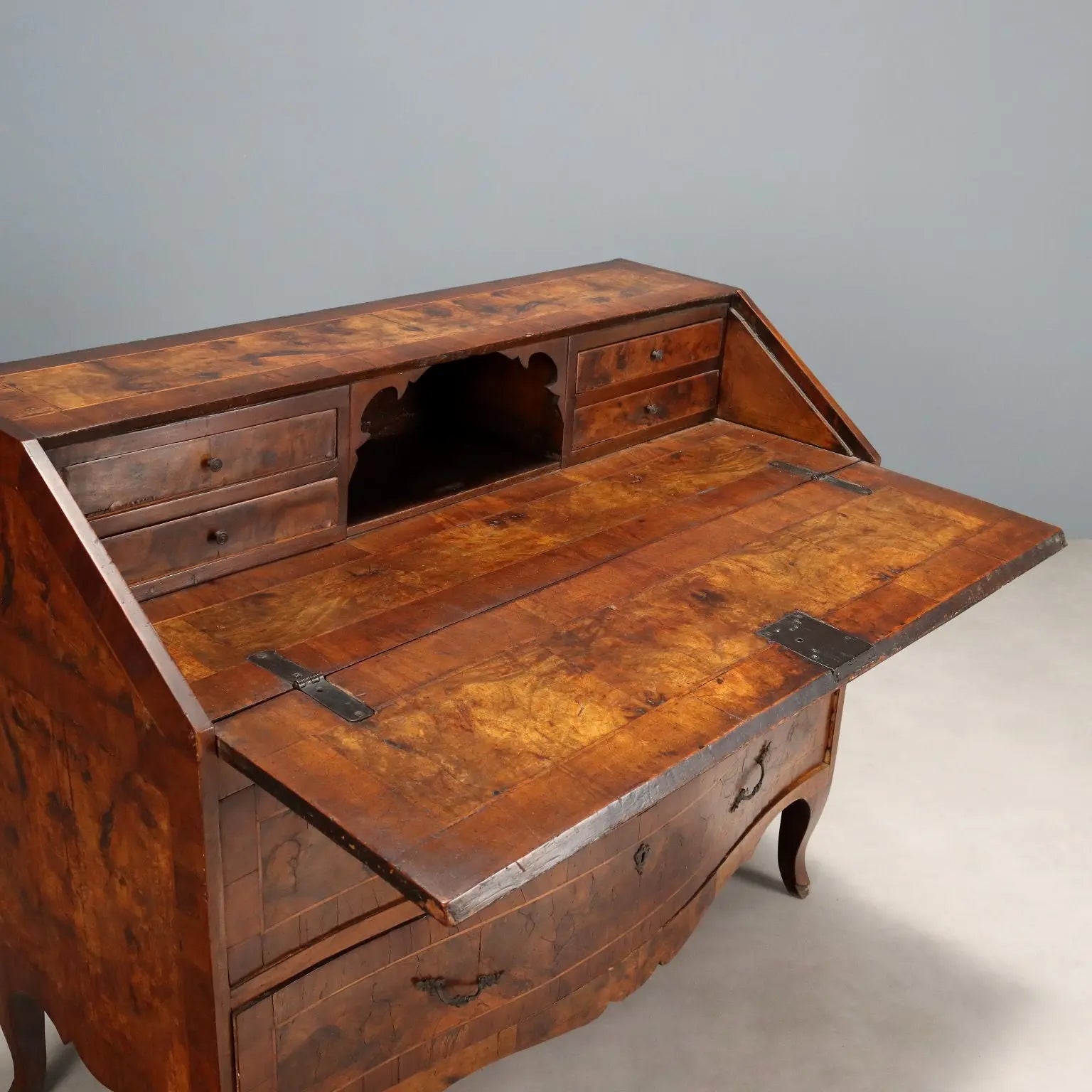 Antique Baroque Flap Cabinet Walnut Poplar XVIII Century - Italy, Mid XVIII Century | Antiques | Drop-Leaf Secretaire & Secretaire