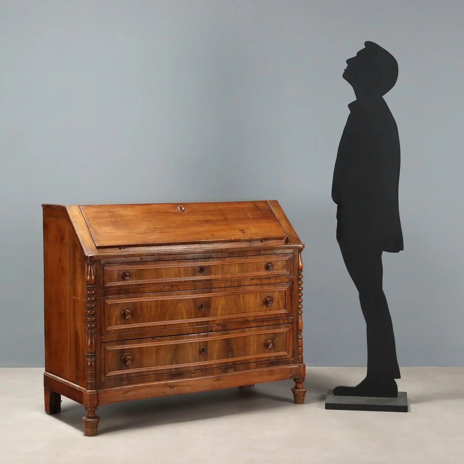 Antique Flap Cabinet Walnut Veneer 6 Drawers Italy XIX Century - Italy, Late XIX Century | Antiques | Drop-Leaf Secretaire & Secretaire
