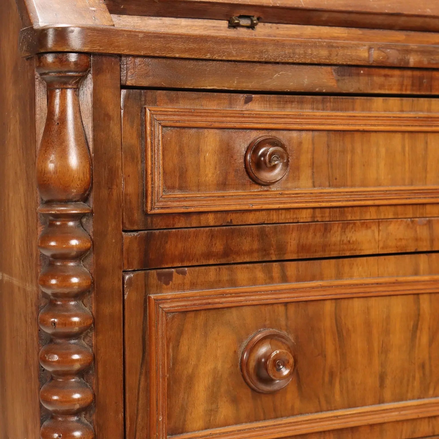 Antique Flap Cabinet Walnut Veneer 6 Drawers Italy XIX Century - Italy, Late XIX Century | Antiques | Drop-Leaf Secretaire & Secretaire