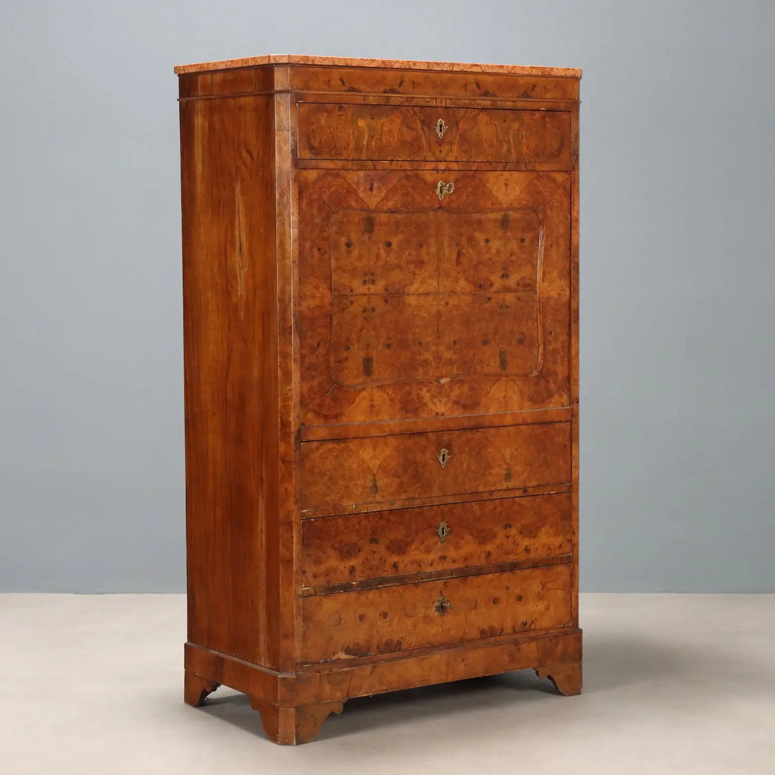 Antique Biedermeier Secretaire Feather Walnut Burl Austria XIX Century - Austria, Mid XIX Century | Antiques | Drop-Leaf Secretaire & Secretaire