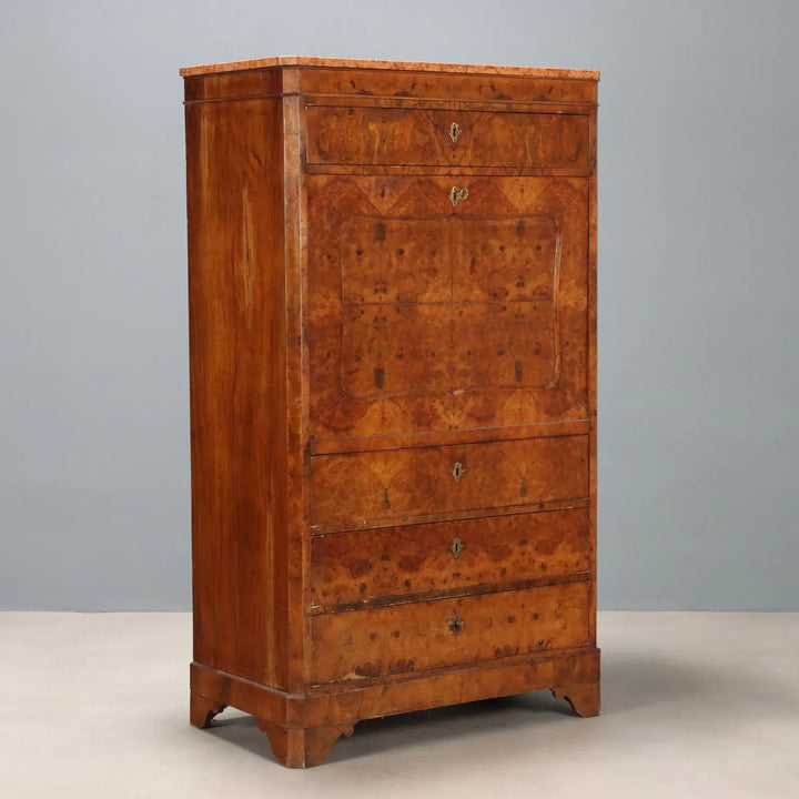 Antique Biedermeier Secretaire Feather Walnut Burl Austria XIX Century - Austria, Mid XIX Century | Antiques | Drop-Leaf Secretaire & Secretaire