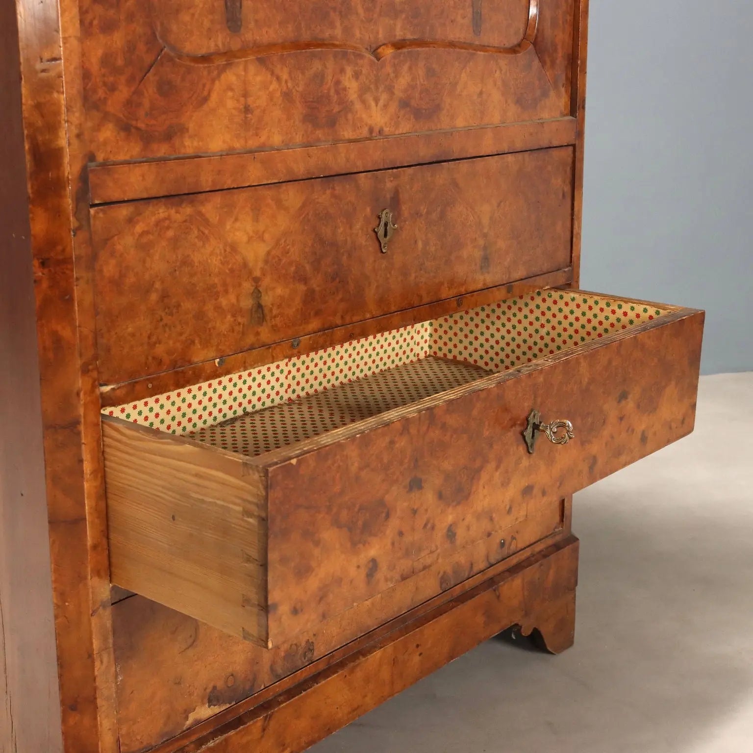 Antique Biedermeier Secretaire Feather Walnut Burl Austria XIX Century - Austria, Mid XIX Century | Antiques | Drop-Leaf Secretaire & Secretaire