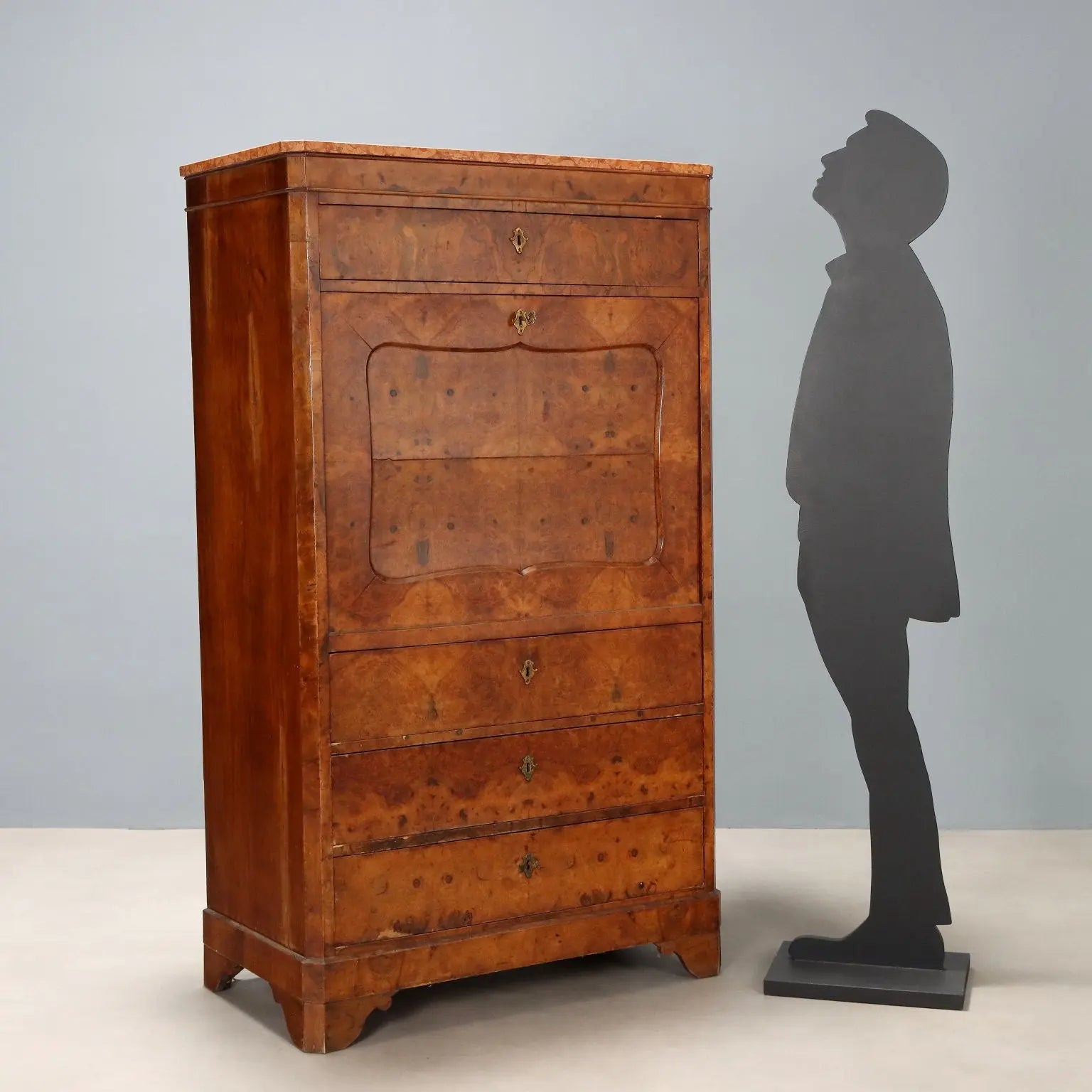 Antique Biedermeier Secretaire Feather Walnut Burl Austria XIX Century - Austria, Mid XIX Century | Antiques | Drop-Leaf Secretaire & Secretaire
