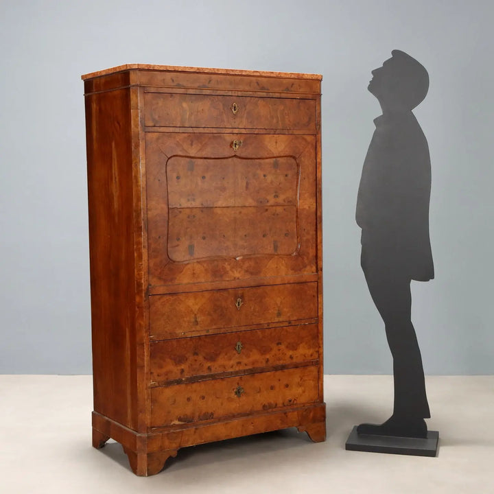 Antique Biedermeier Secretaire Feather Walnut Burl Austria XIX Century - Austria, Mid XIX Century | Antiques | Drop-Leaf Secretaire & Secretaire