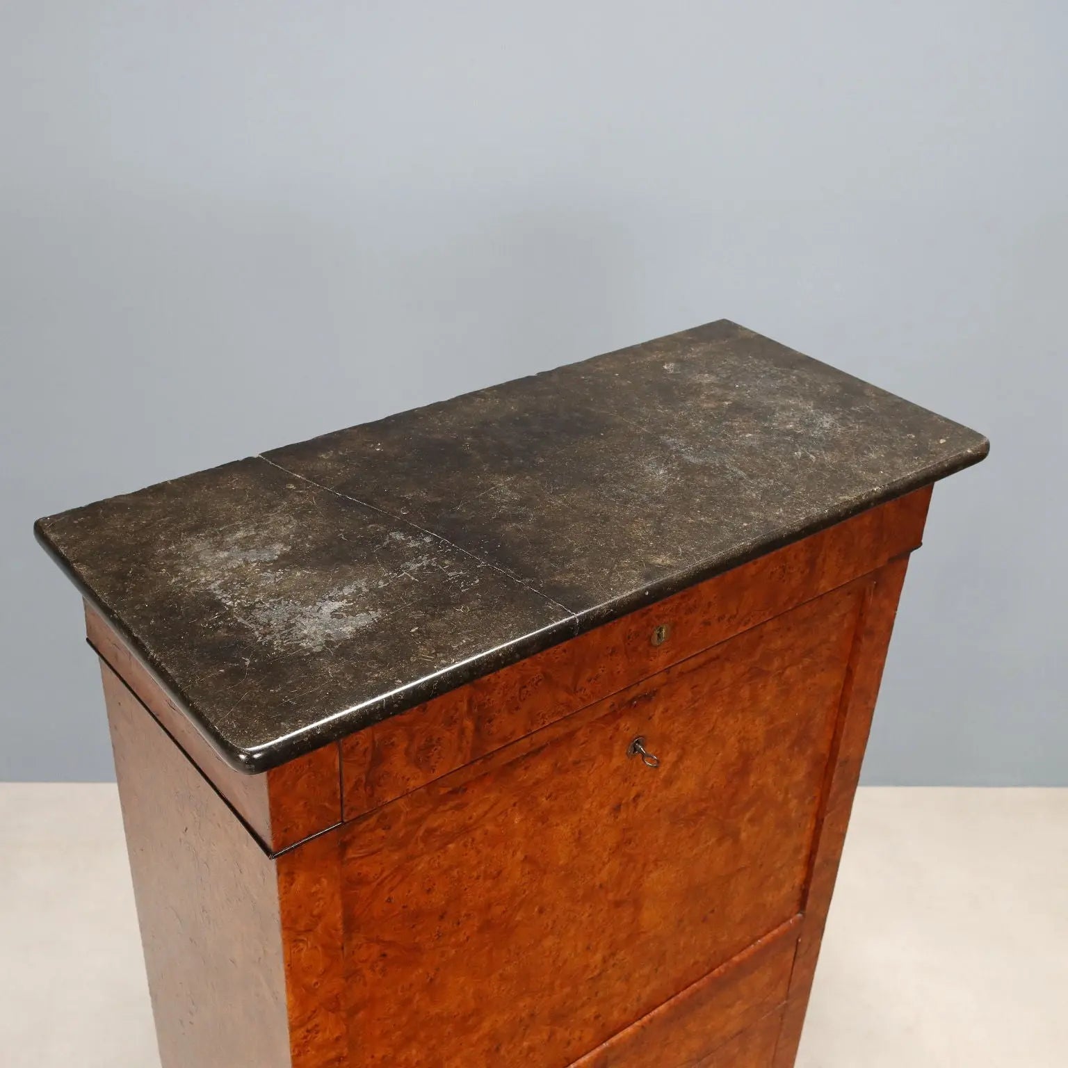 Antique Secretaire Elm Burl Marble Drawers France XIX Century - Northern France, Second Half XIX Century | Antiques | Drop-Leaf Secretaire & Secretaire