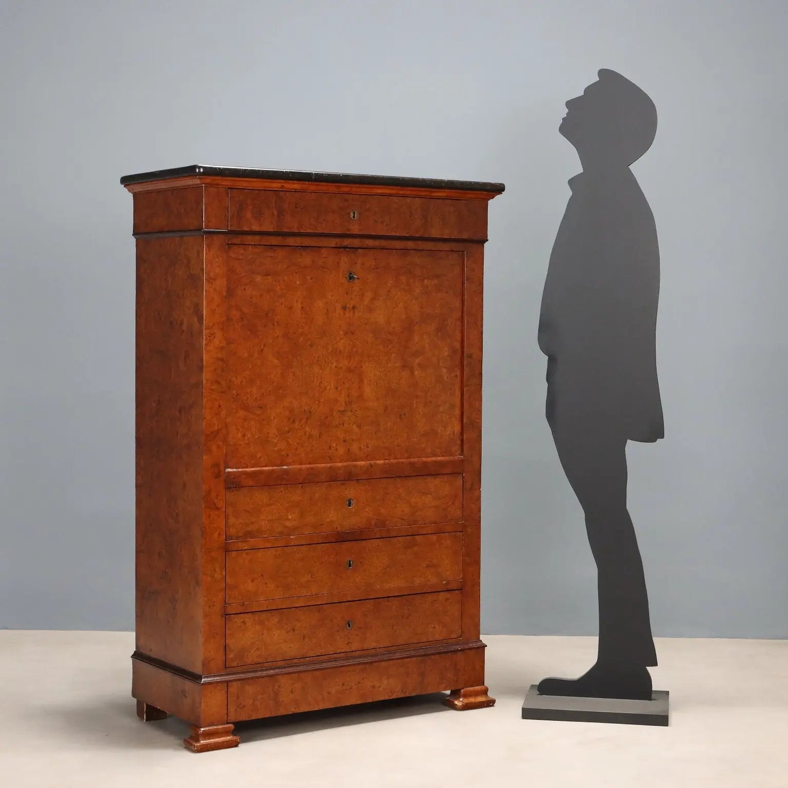 Antique Secretaire Elm Burl Marble Drawers France XIX Century - Northern France, Second Half XIX Century | Antiques | Drop-Leaf Secretaire & Secretaire