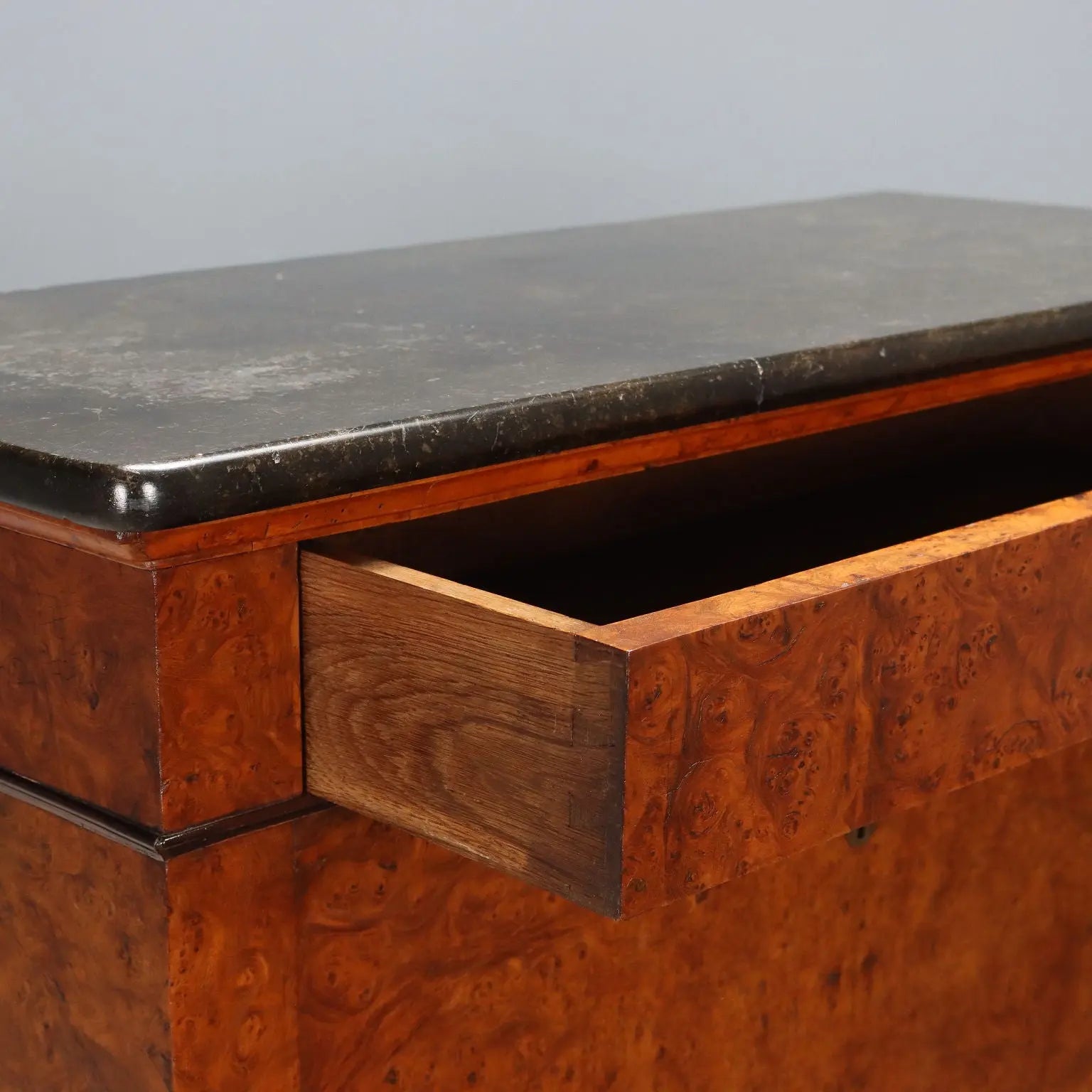 Antique Secretaire Elm Burl Marble Drawers France XIX Century - Northern France, Second Half XIX Century | Antiques | Drop-Leaf Secretaire & Secretaire