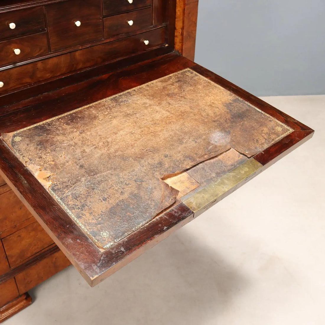 Antique Secretaire Elm Burl Marble Drawers France XIX Century - Northern France, Second Half XIX Century | Antiques | Drop-Leaf Secretaire & Secretaire